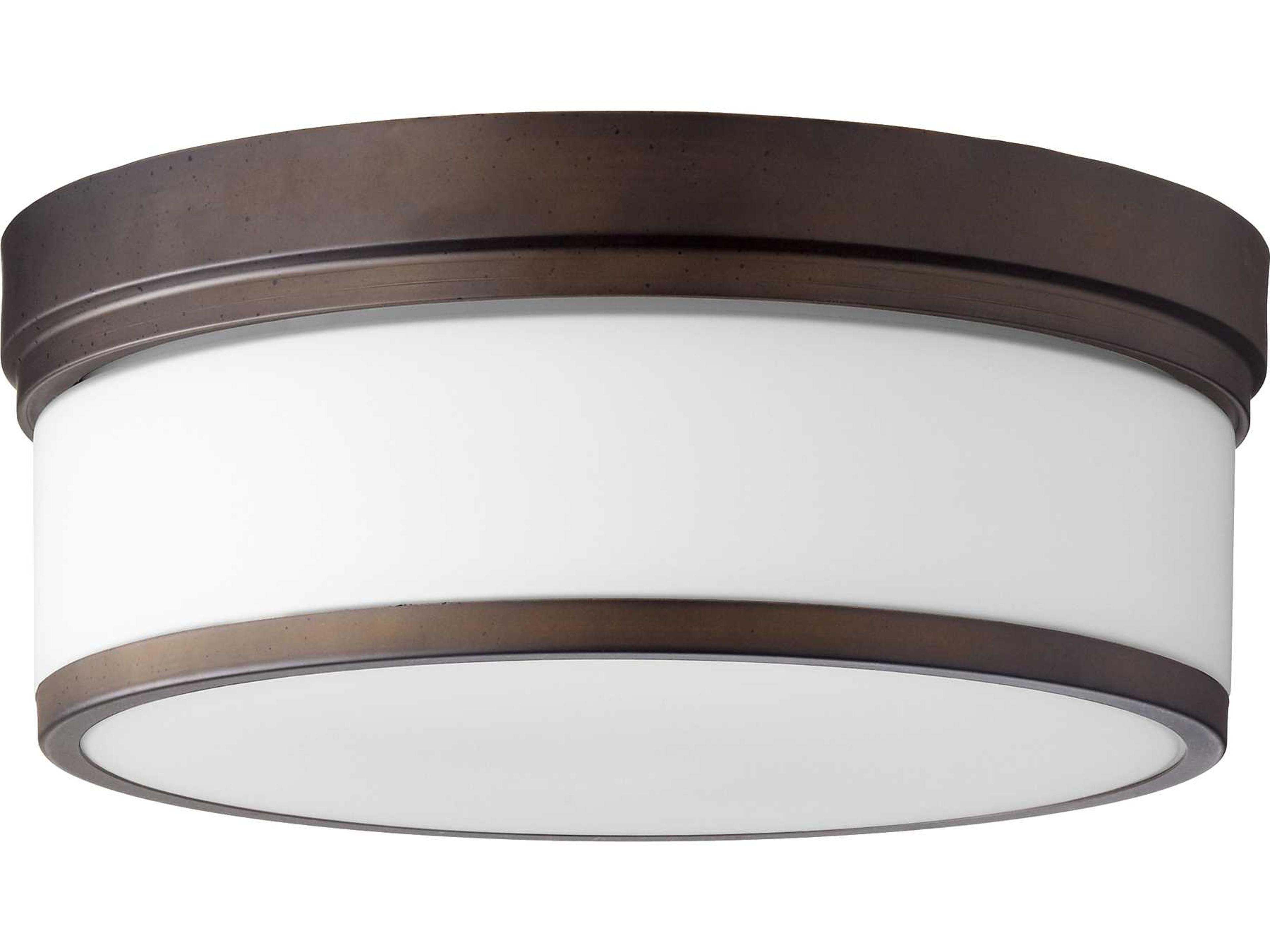Quorum Celeste 3-Light Oiled Bronze Glass Drum Flush Mount