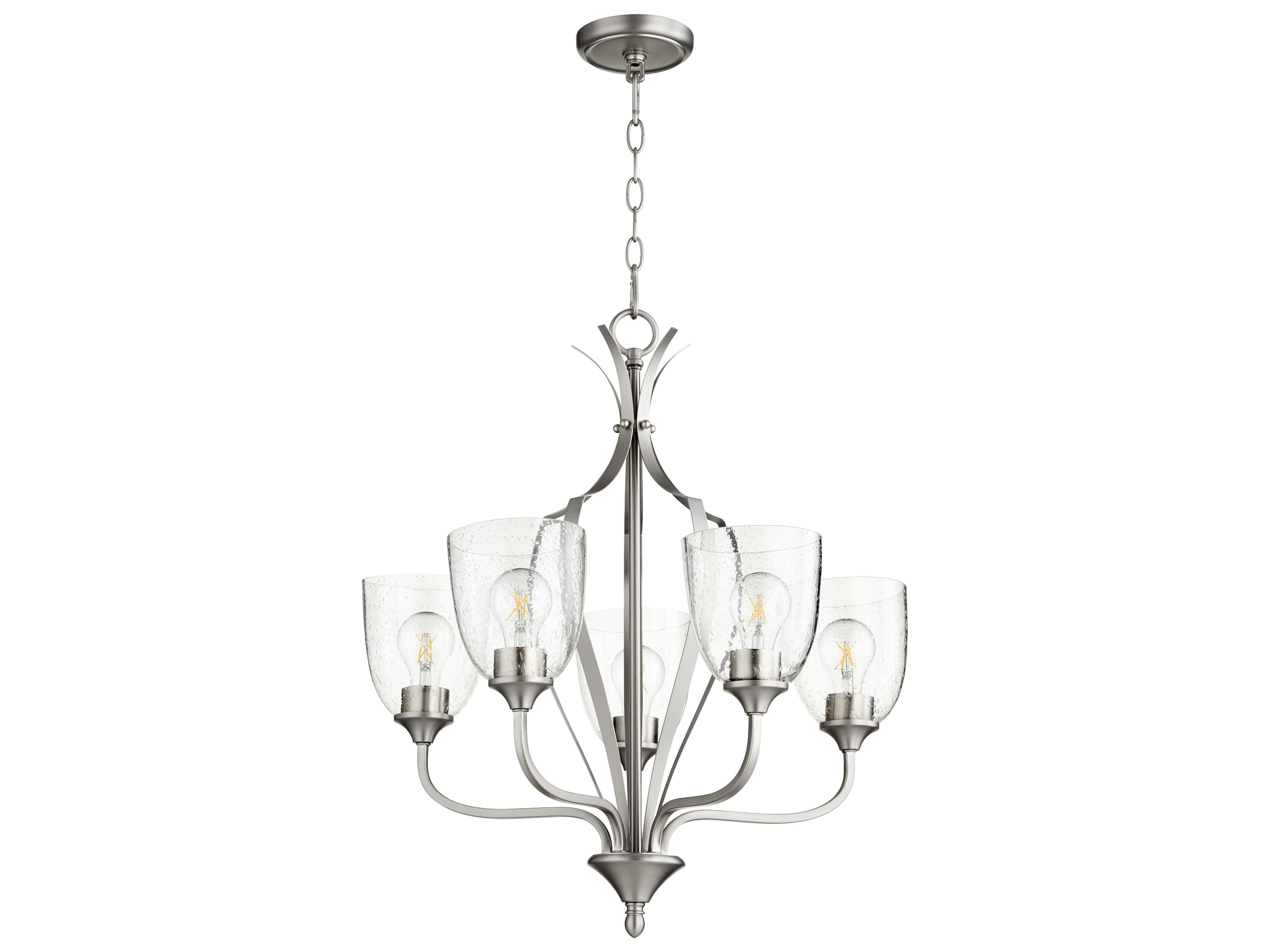 Quorum Jardin 5-Light Satin Nickel With Clear seeded Glass Bell Chandelier
