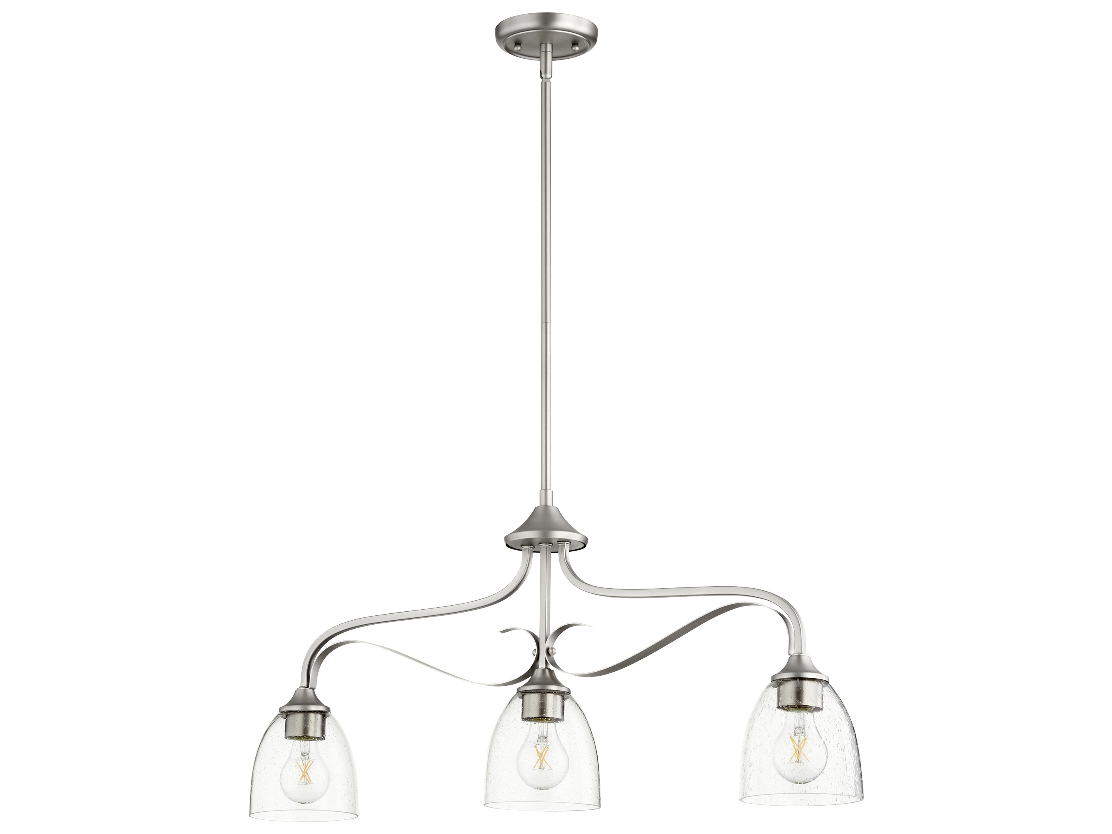 Quorum Jardin 3-Light Satin Nickel With Clear seeded Glass Bell Island Pendant