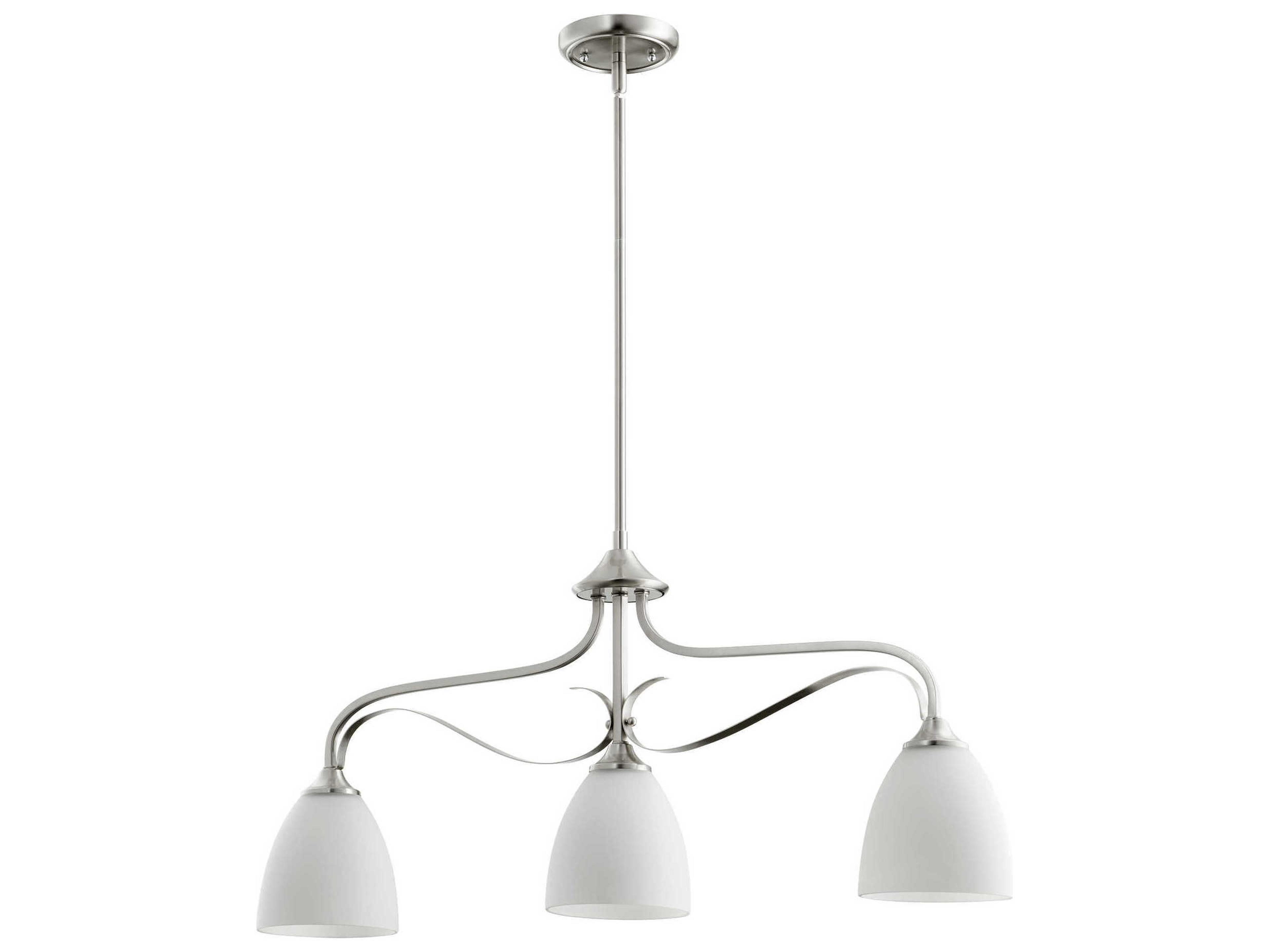 Quorum Jardin 3-Light Satin Nickel Glass Bell Island Pendant