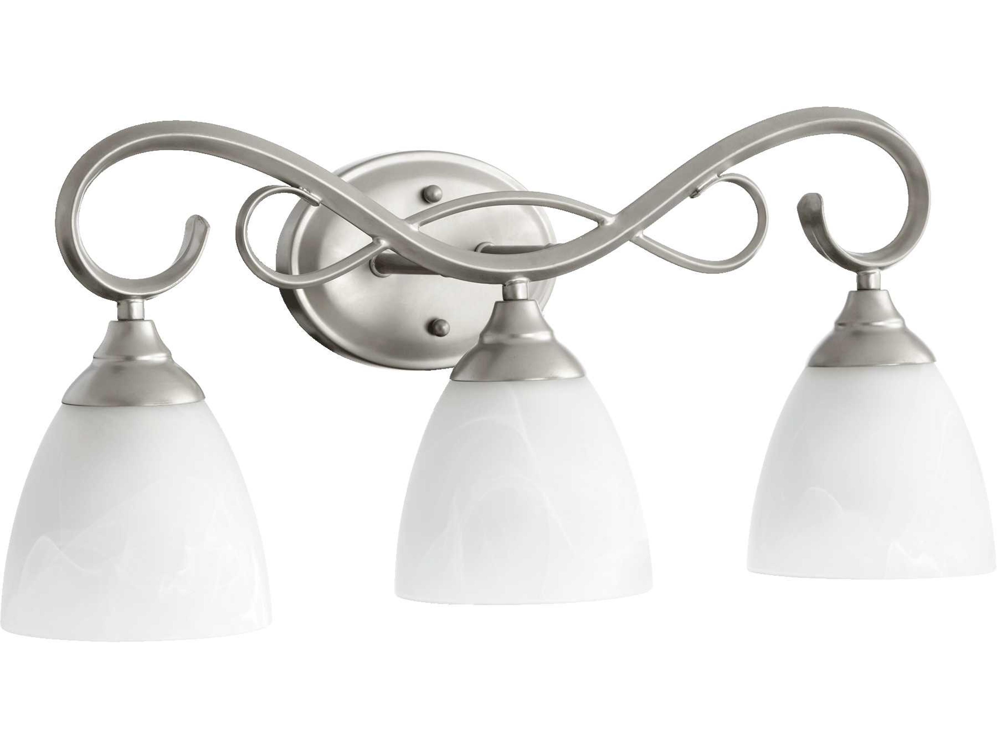 Quorum Powell 3-Light Classic Nickel Glass Vanity Light