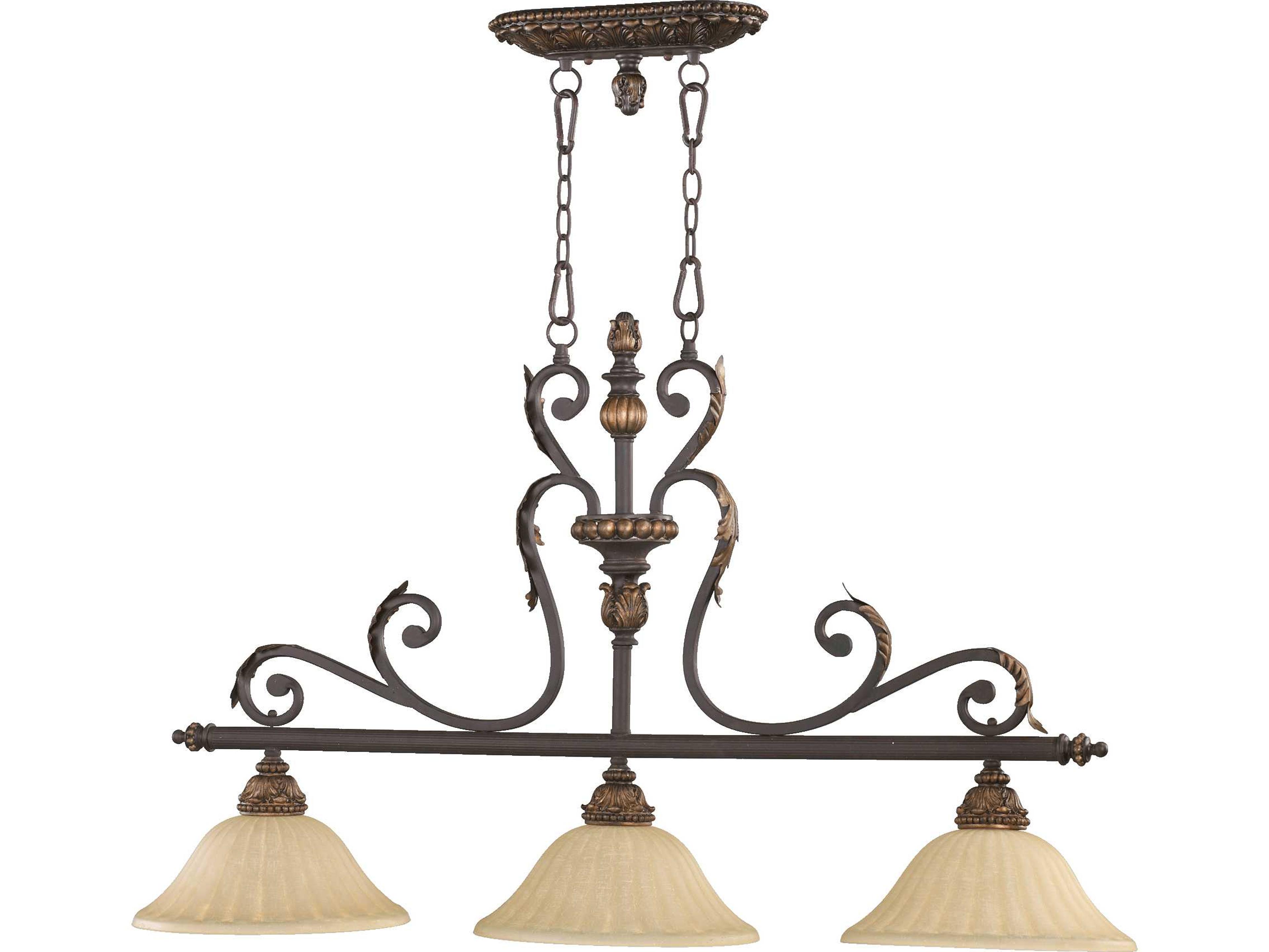 Quorum Rio Salado 3-Light Toasted Sienna With Mystic Silver Bronze Glass Bowl Island Pendant