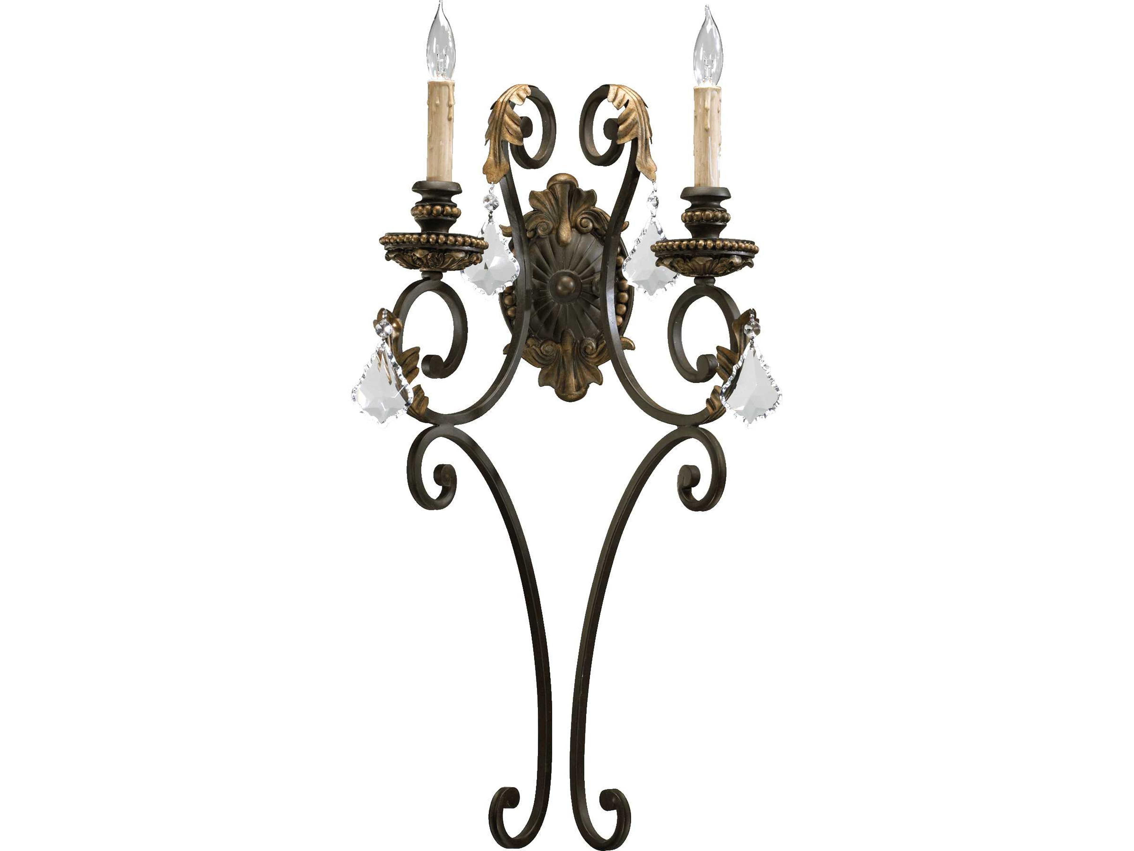 Quorum Rio Salado 2-Light Toasted Sienna With Mystic Silver Bronze Crystal Wall Sconce