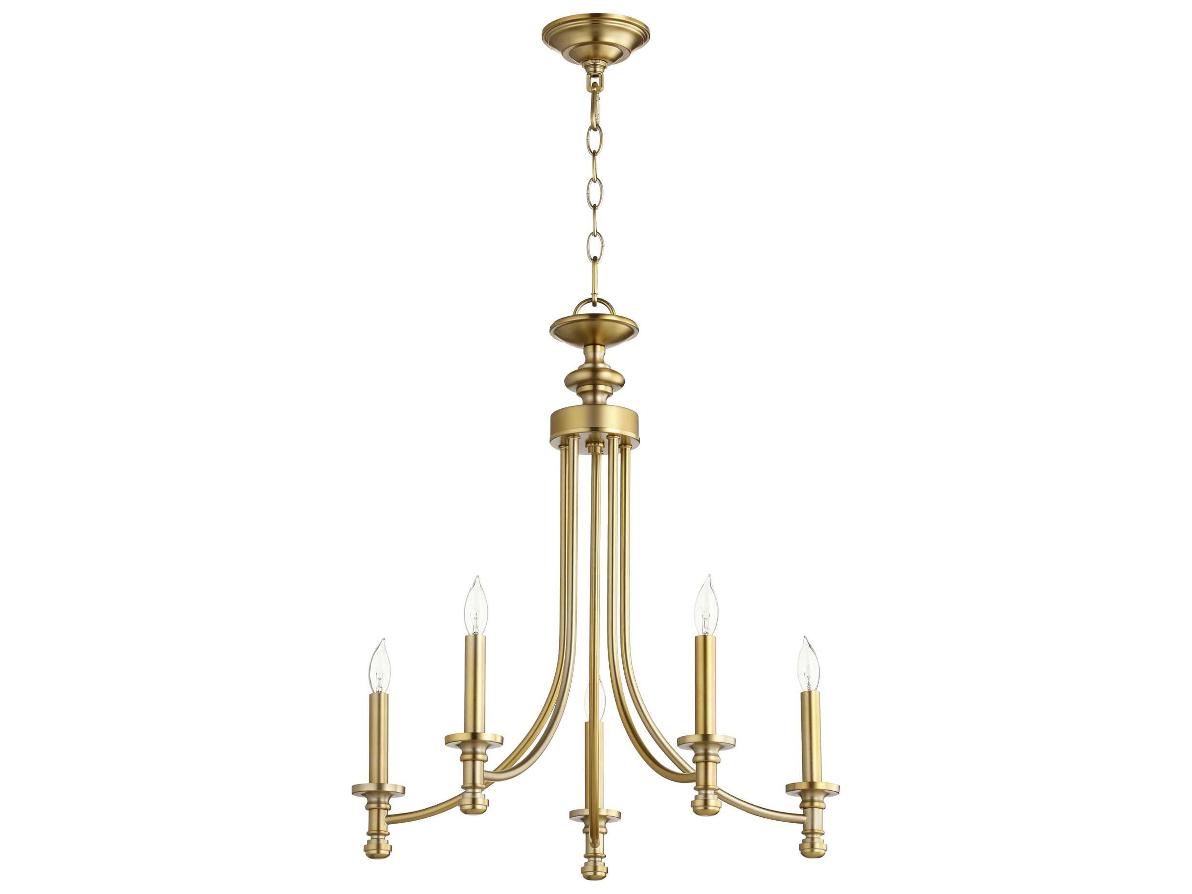 Quorum Rossington 5-Light Aged Brass Candelabra Chandelier