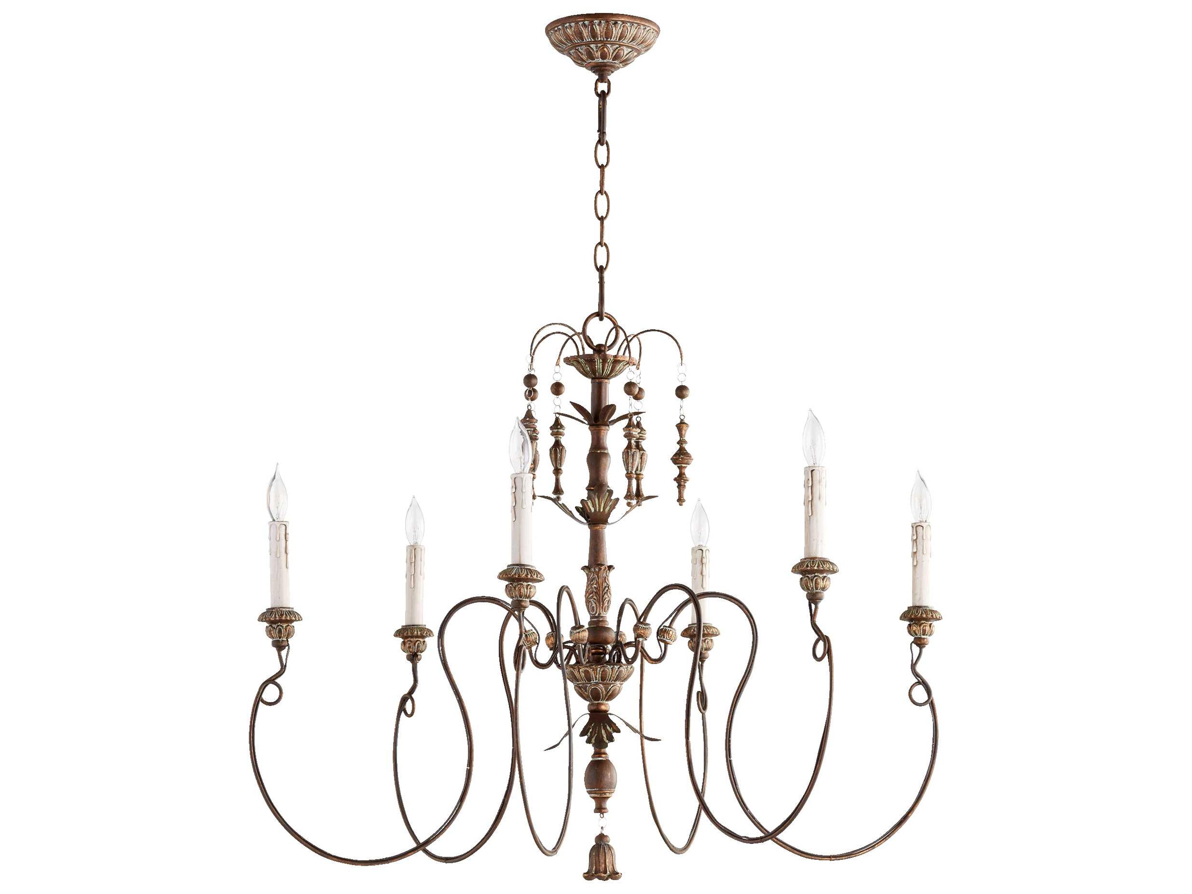 Quorum Salento 6-Light Vintage Copper Candelabra Chandelier