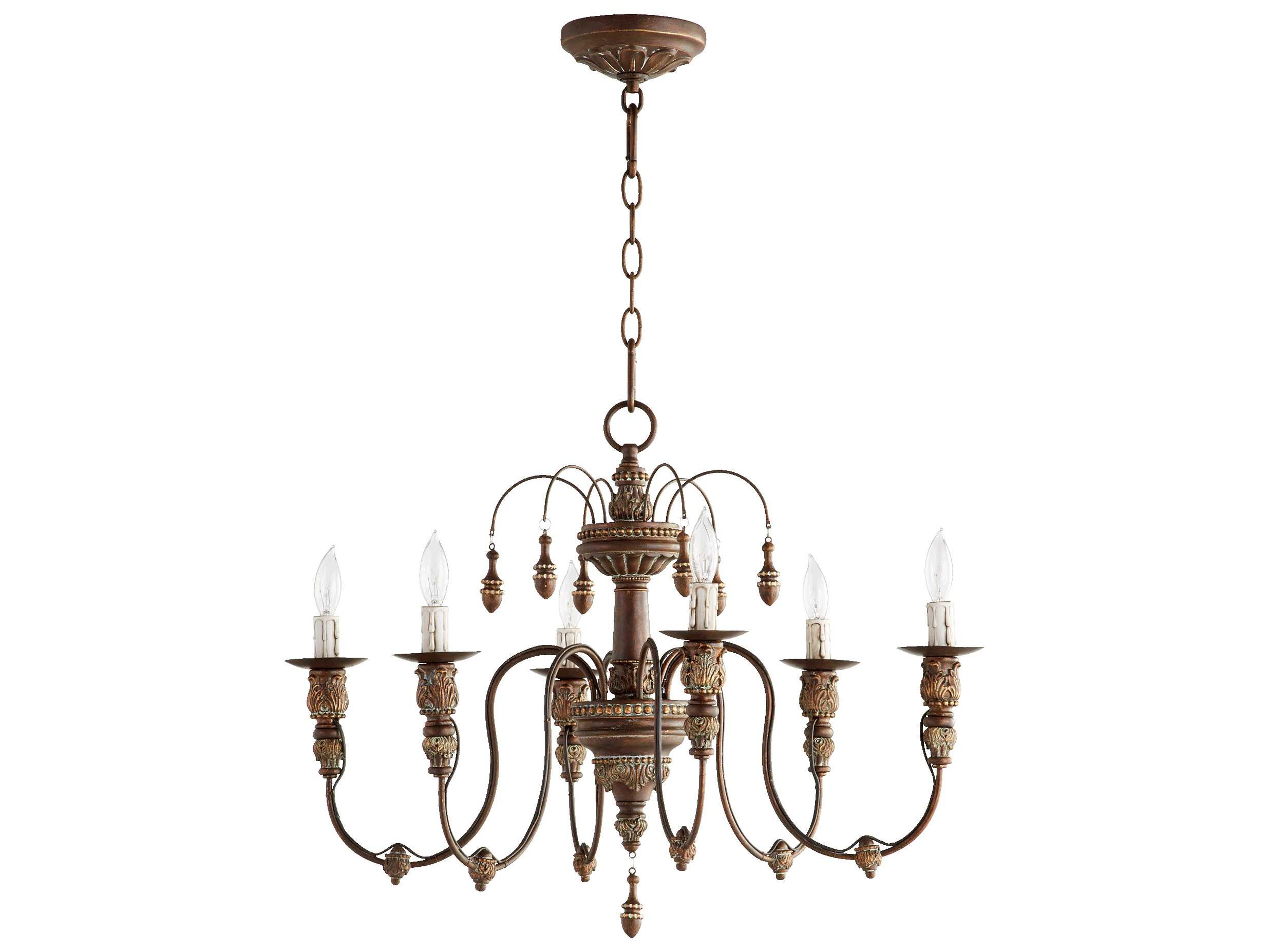 Quorum Salento 6-Light Vintage Copper Candelabra Chandelier