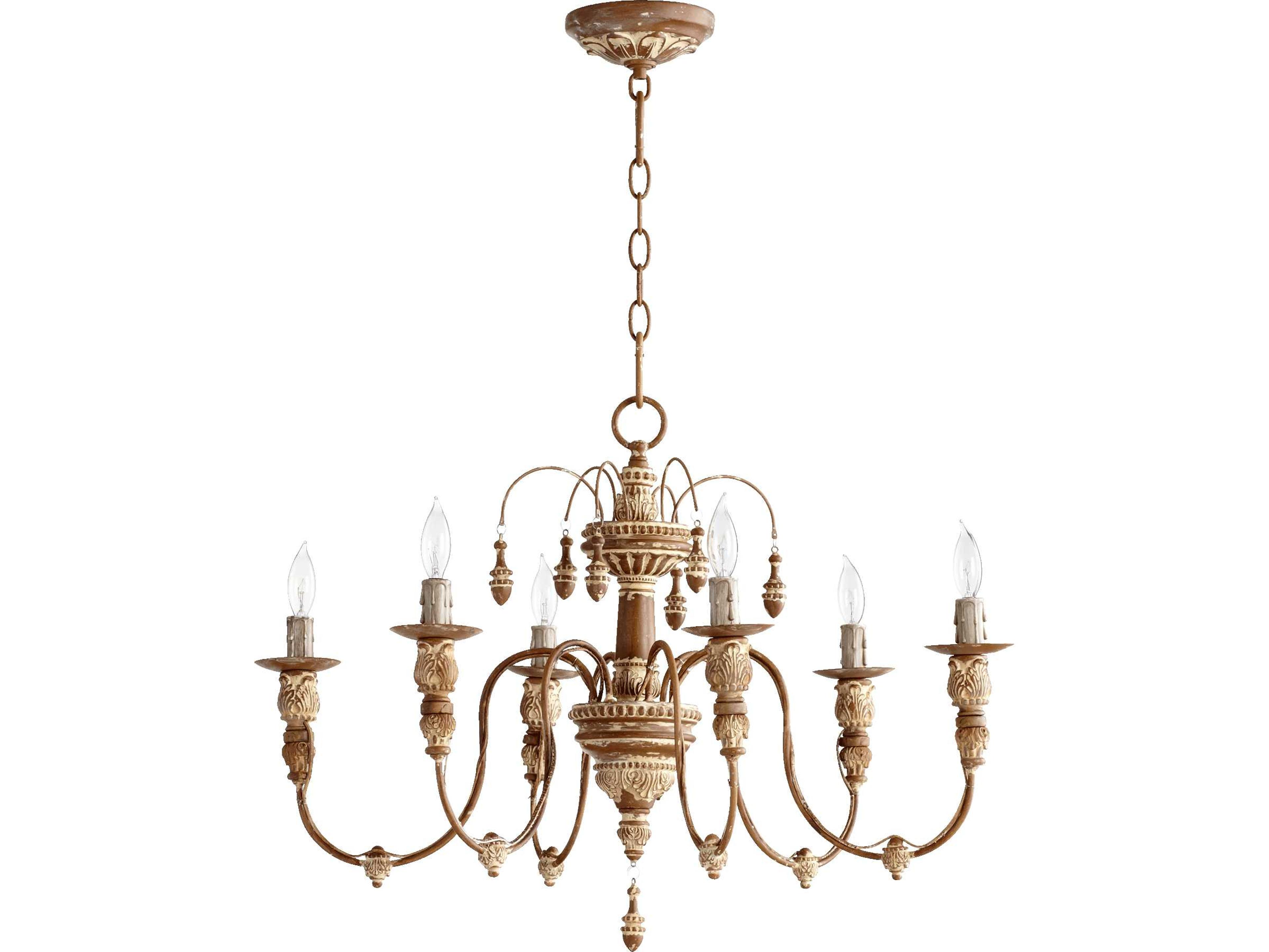 Quorum Salento 6-Light French Umber Brass Candelabra Chandelier