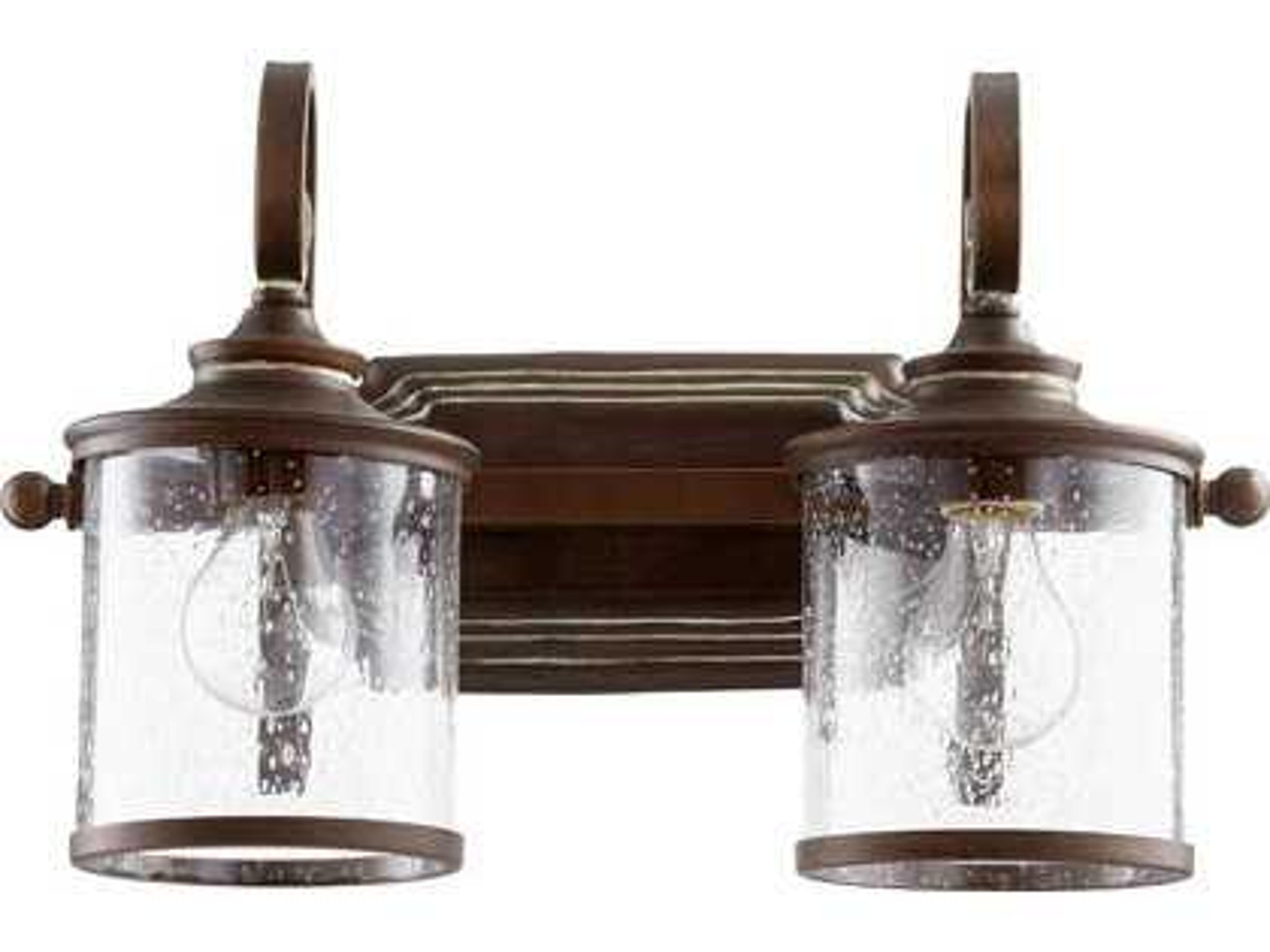 Quorum San Miguel 2-Light Vintage Copper Glass Vanity Light