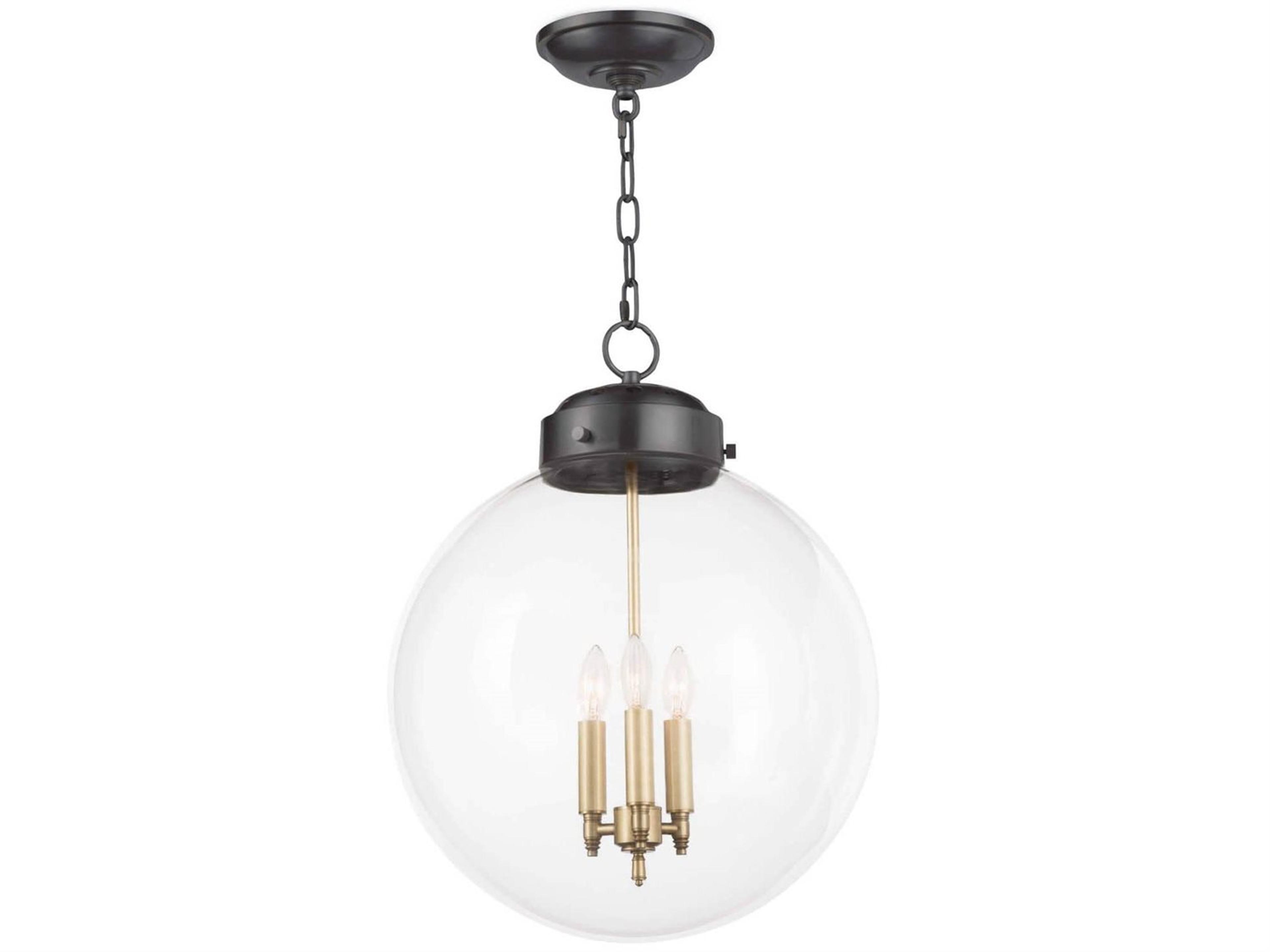 Regina Andrew 3-Light Oil Rubbed Bronze With Natural Brass Glass Globe Pendant