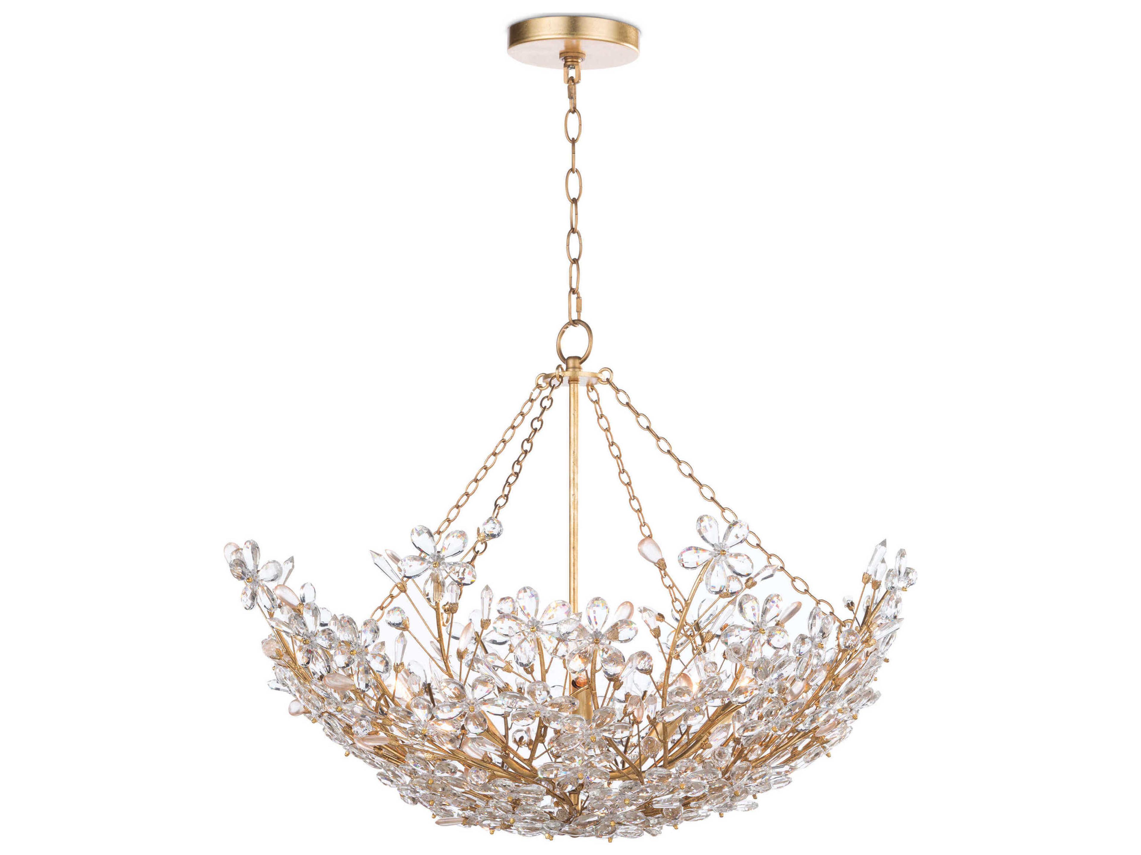 Regina Andrew Cheshire 6-Light Gold Leaf Crystal Bowl Pendant