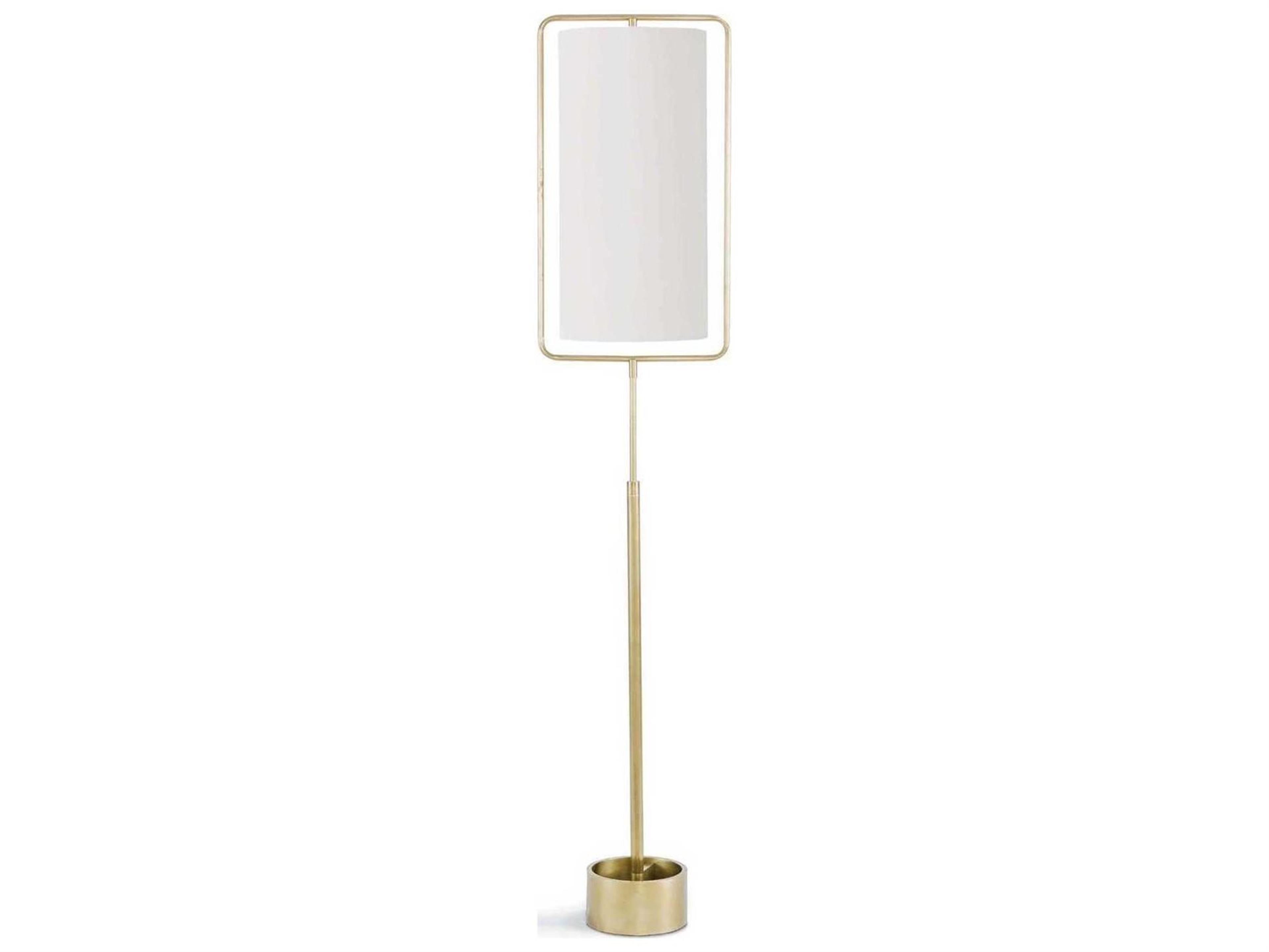 Regina Andrew Geo Rectangle Natural Brass Linen Floor Lamp