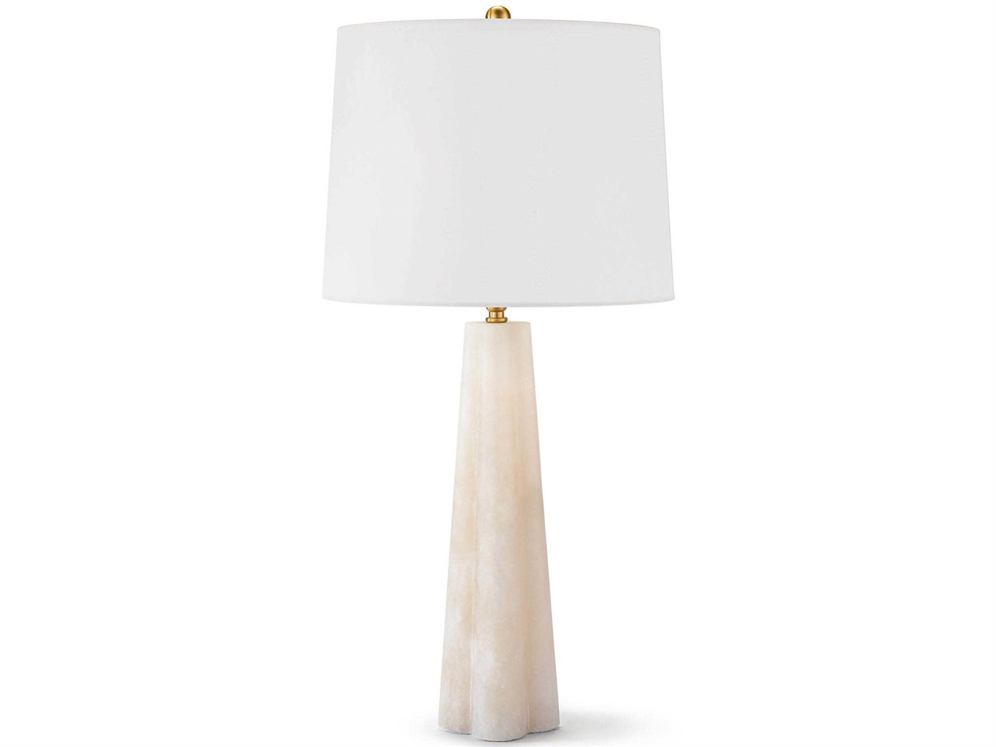 Regina Andrew Quatrefoil Natural Alabaster Linen White Buffet Lamp