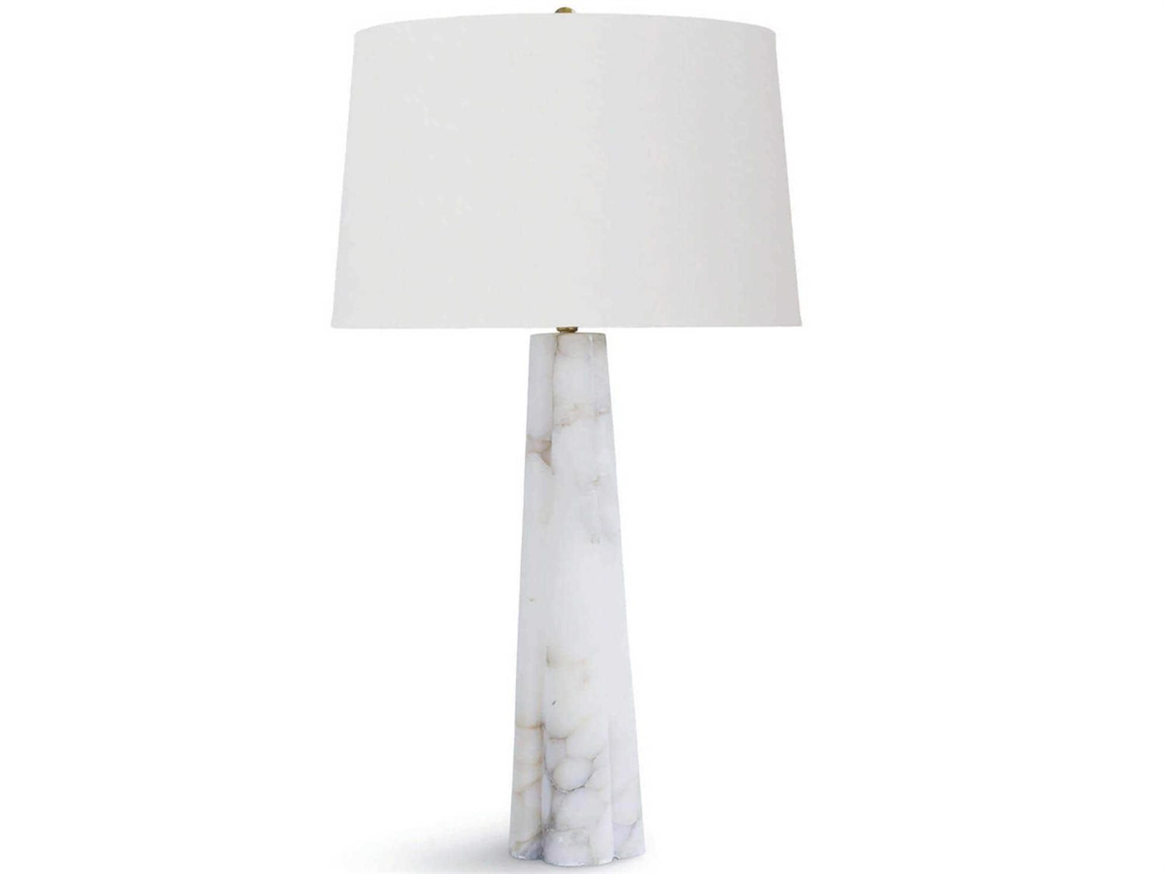 Regina Andrew Quatrefoil Natural Alabaster Linen White Buffet Lamp