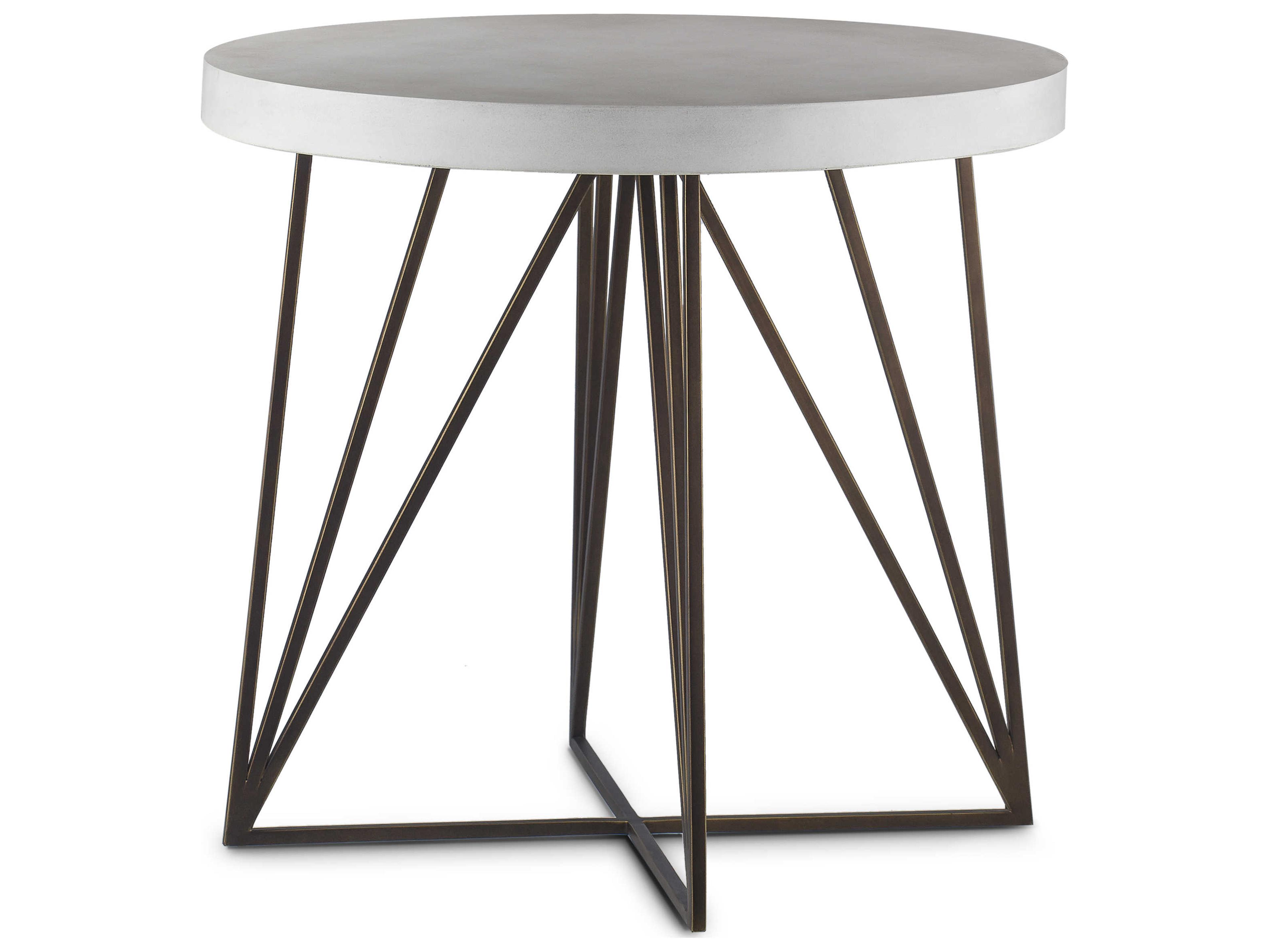 Sonder Living Round Wood Brown Ivory End Table