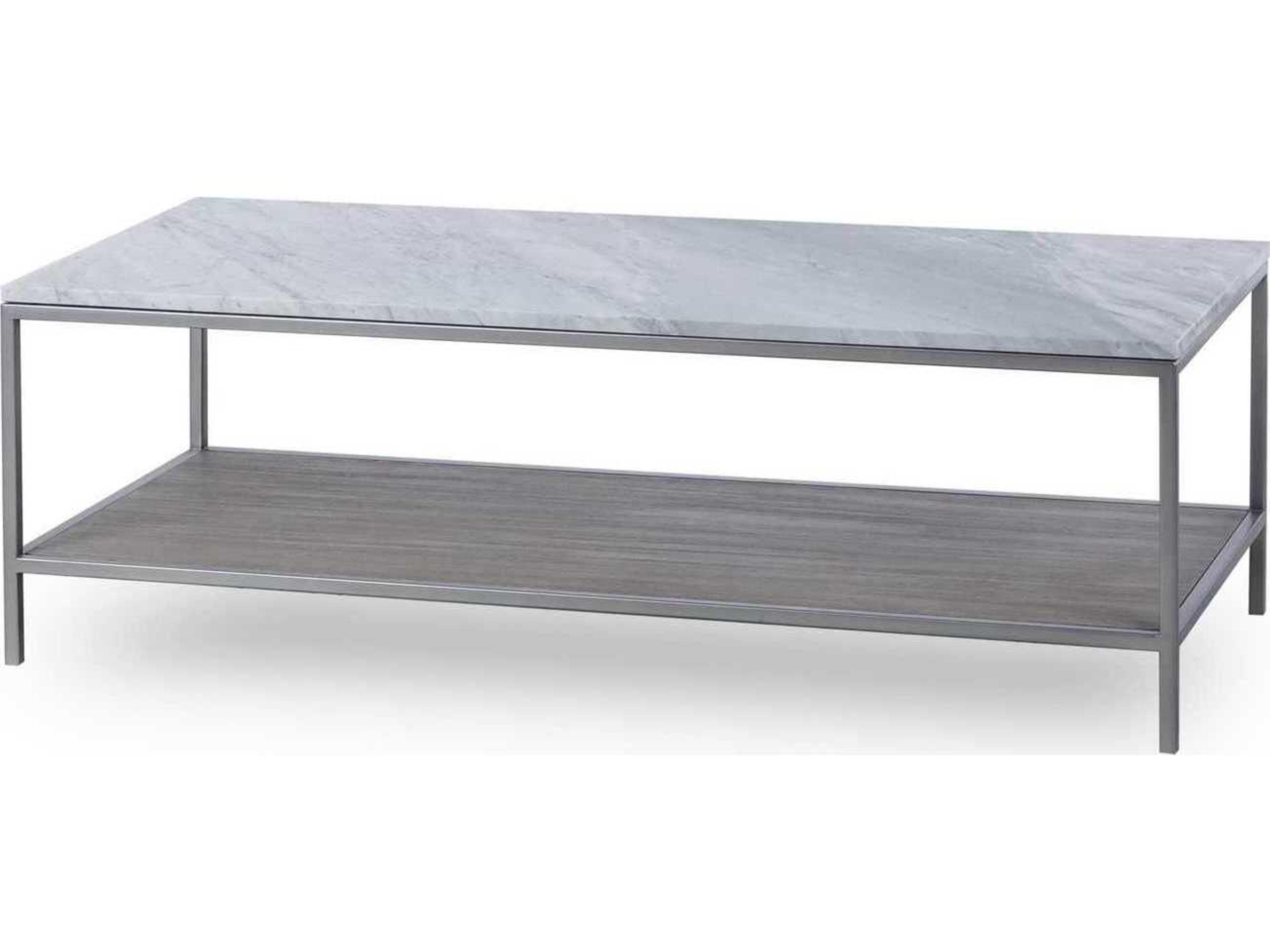 Sonder Living Paxton Rectangular Marble Silver Oak With Brushed Nickel Coffee Table