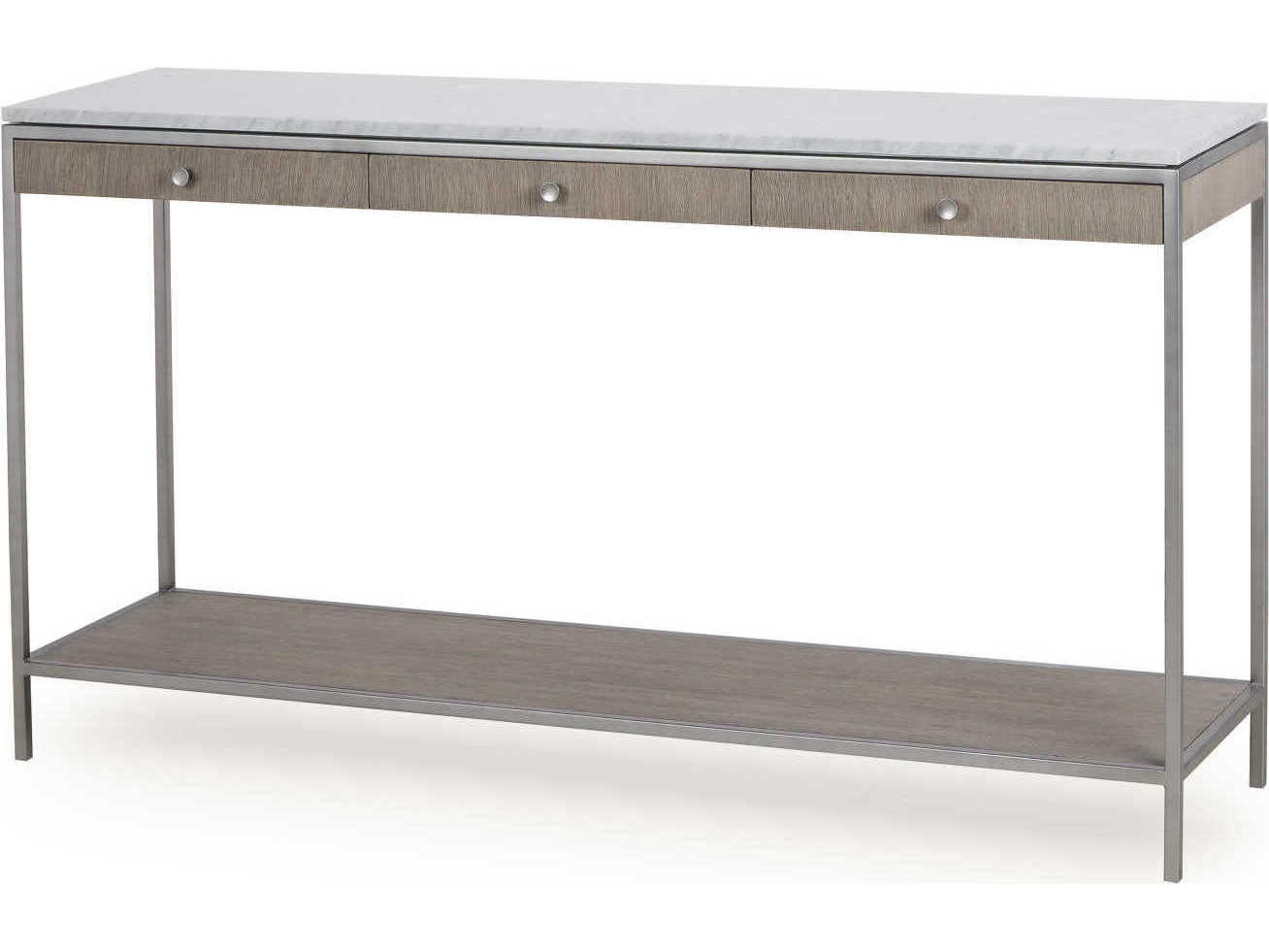 Sonder Living Paxton Rectangular Marble Silver Oak With Brushed Nickel Console Table
