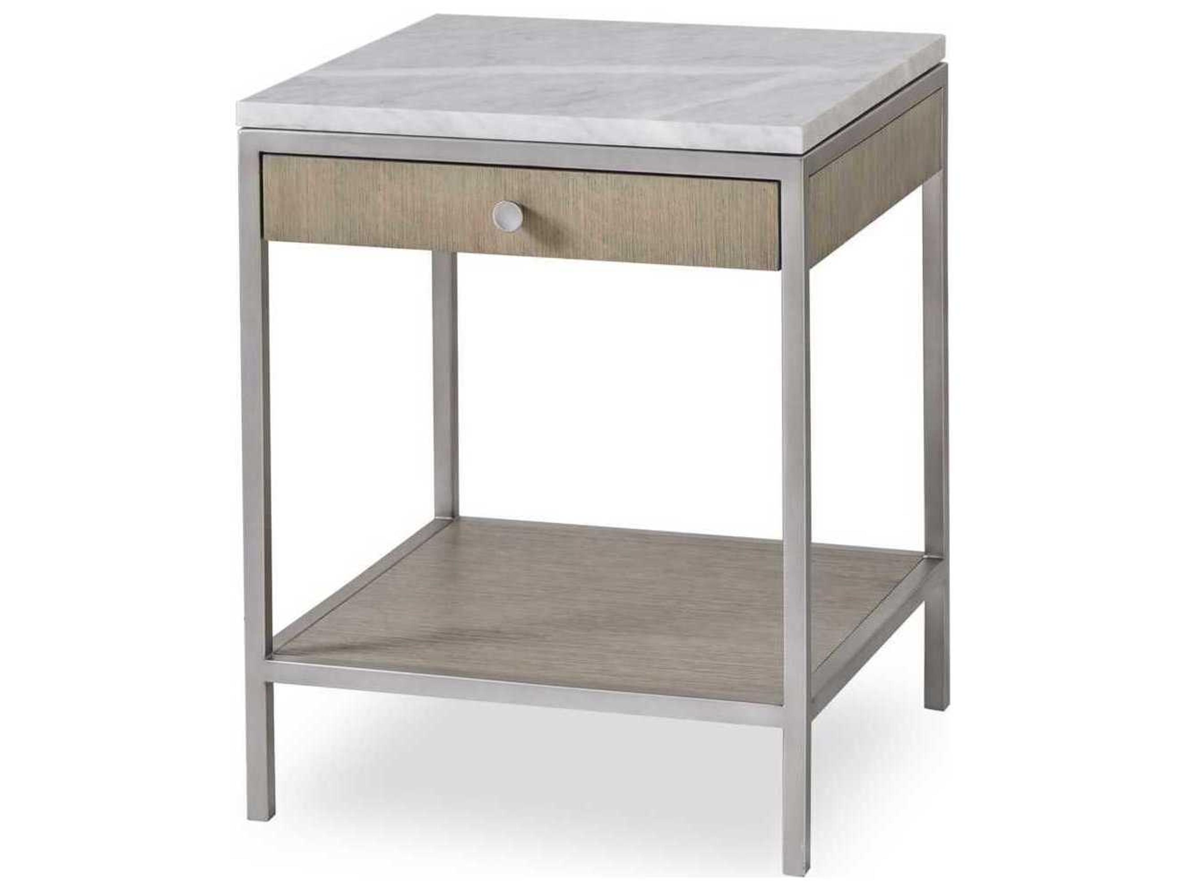 Sonder Living Paxton Square Marble Silver Oak With Brushed Nickel End Table