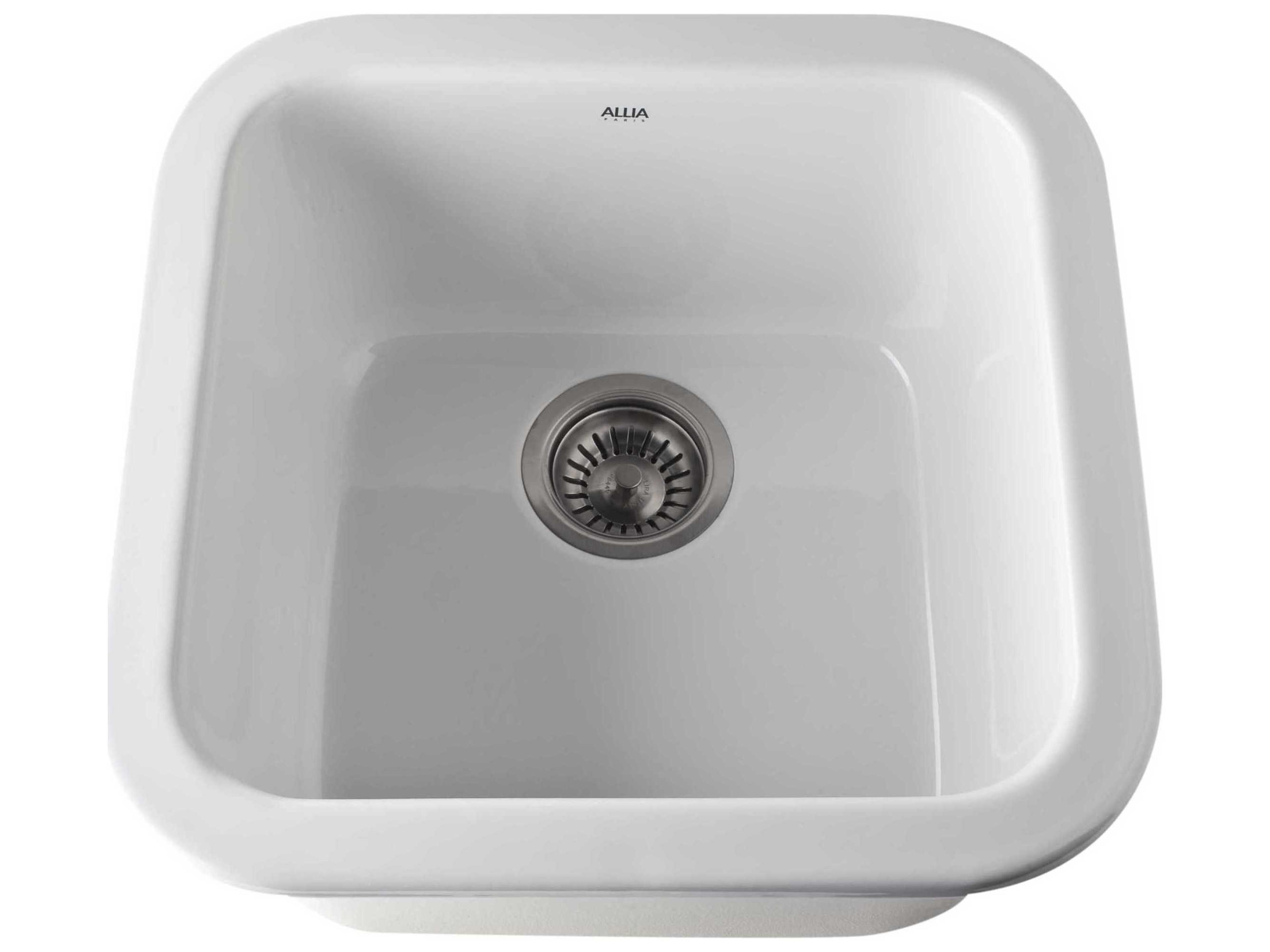 Rohl Fireclay White 18" Square Single Bowl Dual Mount Bar / Food Prep Sink