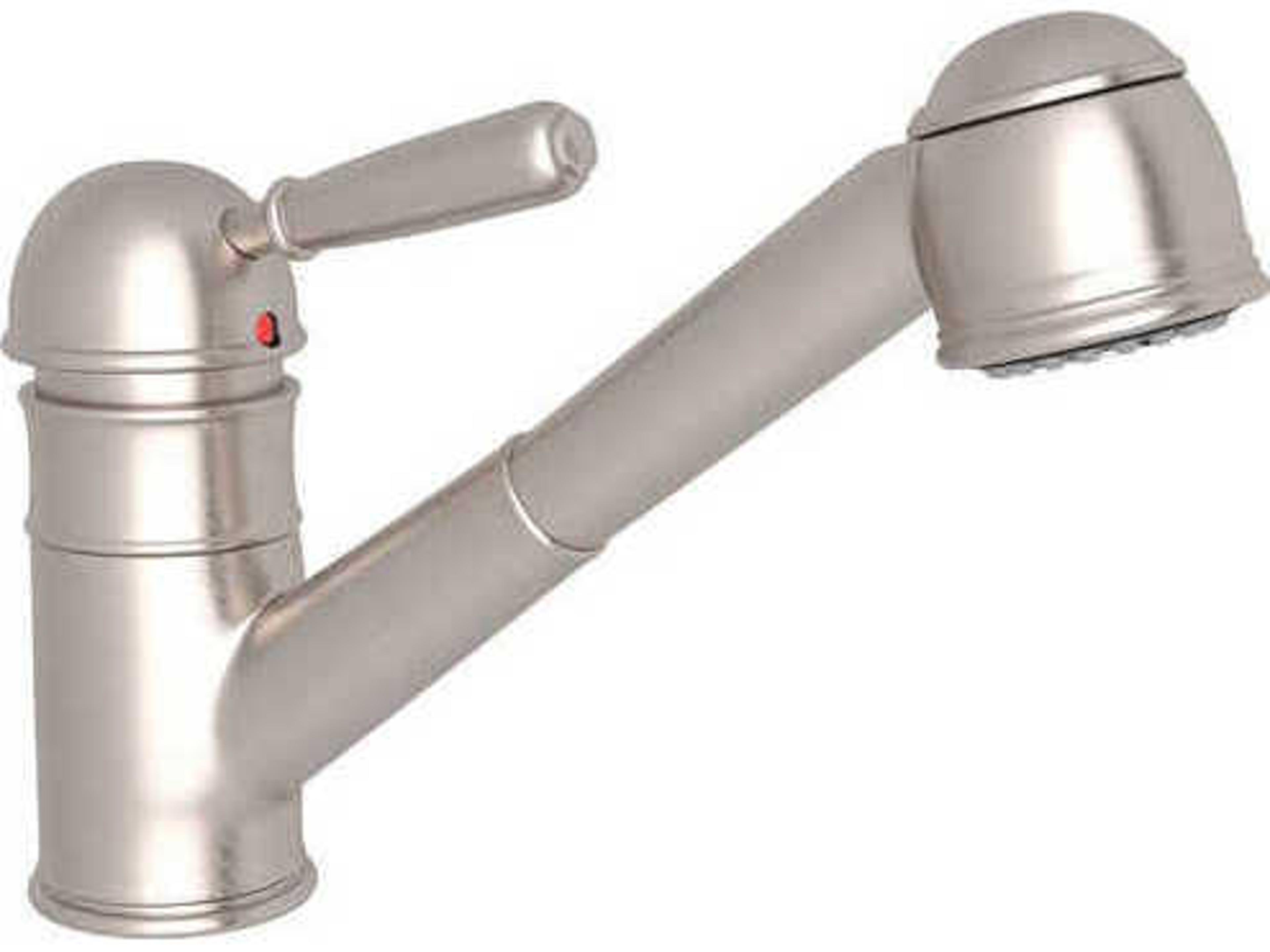 Rohl Satin Nickel Pull-Out Kitchen Faucet with Lever Handle