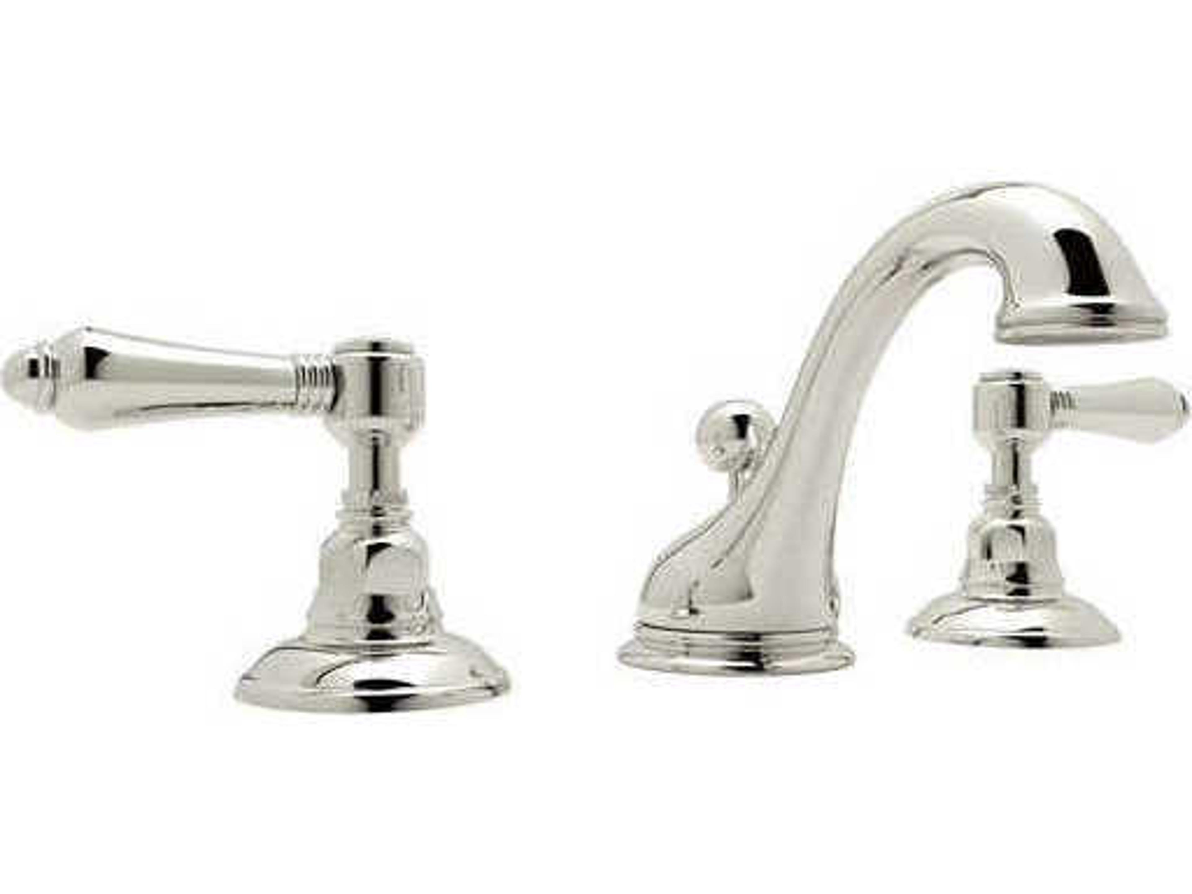 Rohl Viaggio Polished Nickel C-Spout Widespread Lavatory Faucet with Lever Handles