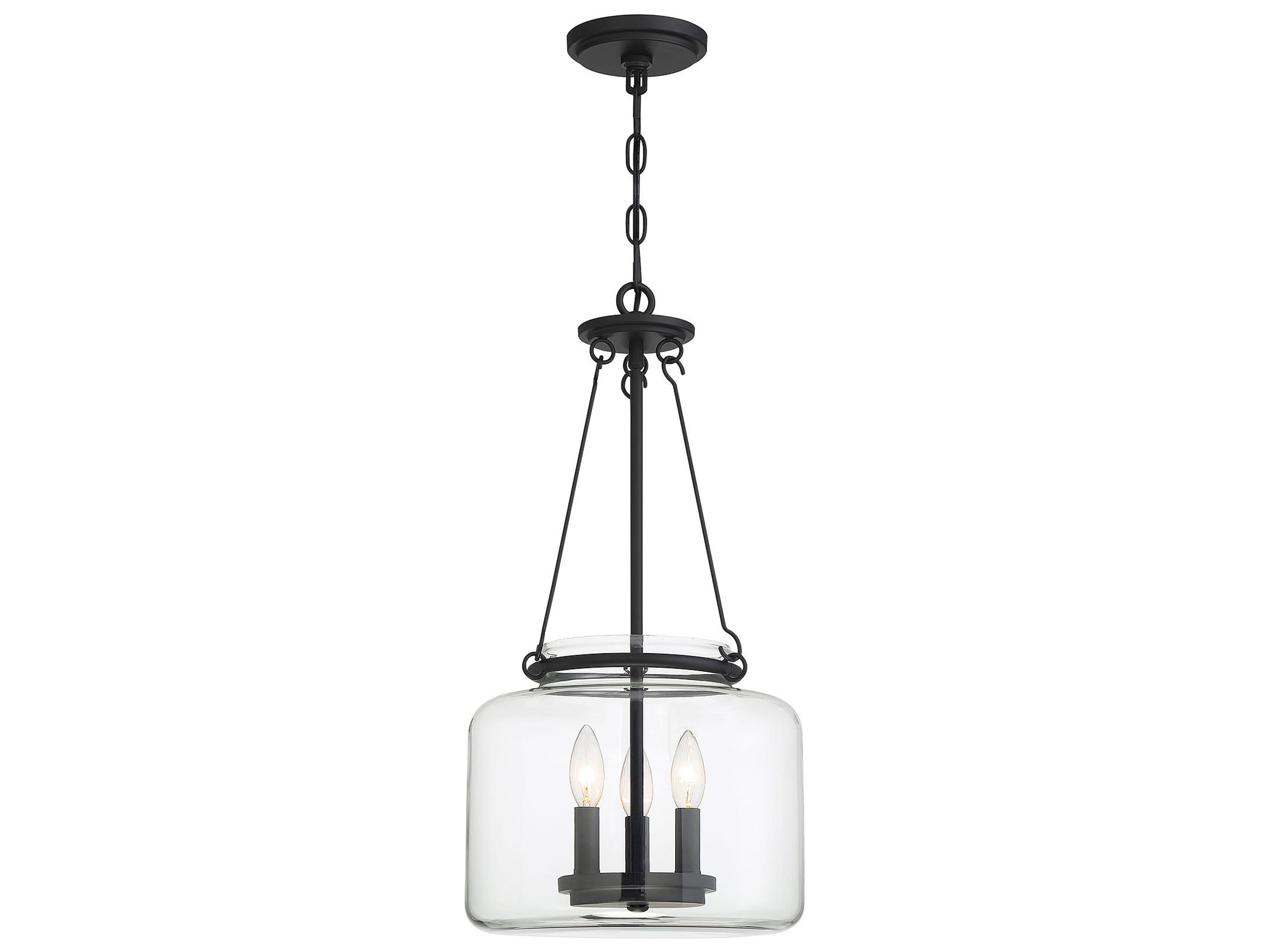 Savoy House Akron 3-Light Matte Black Glass Mini Pendant