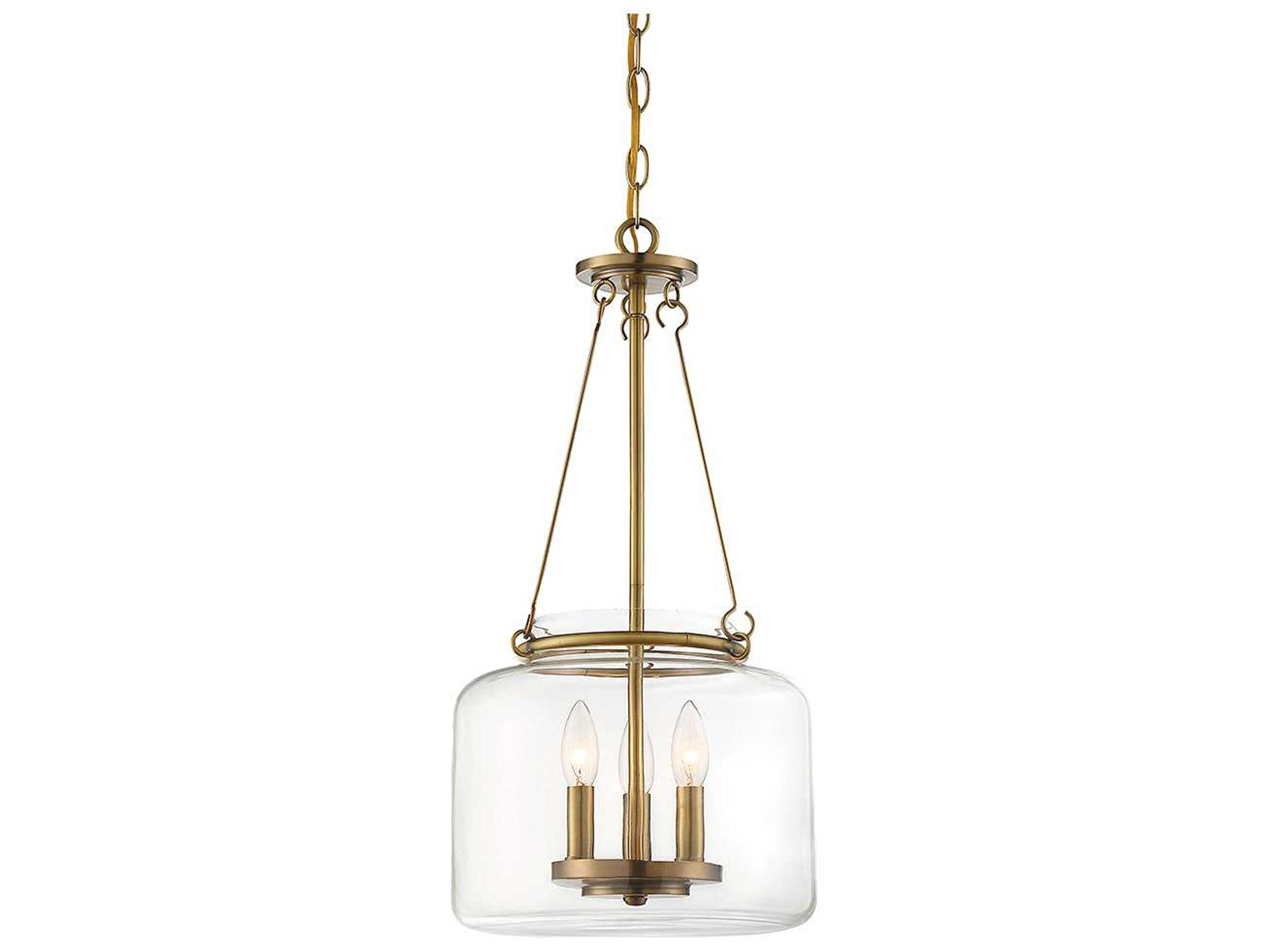 Savoy House Akron 3-Light Warm Brass Glass Pendant