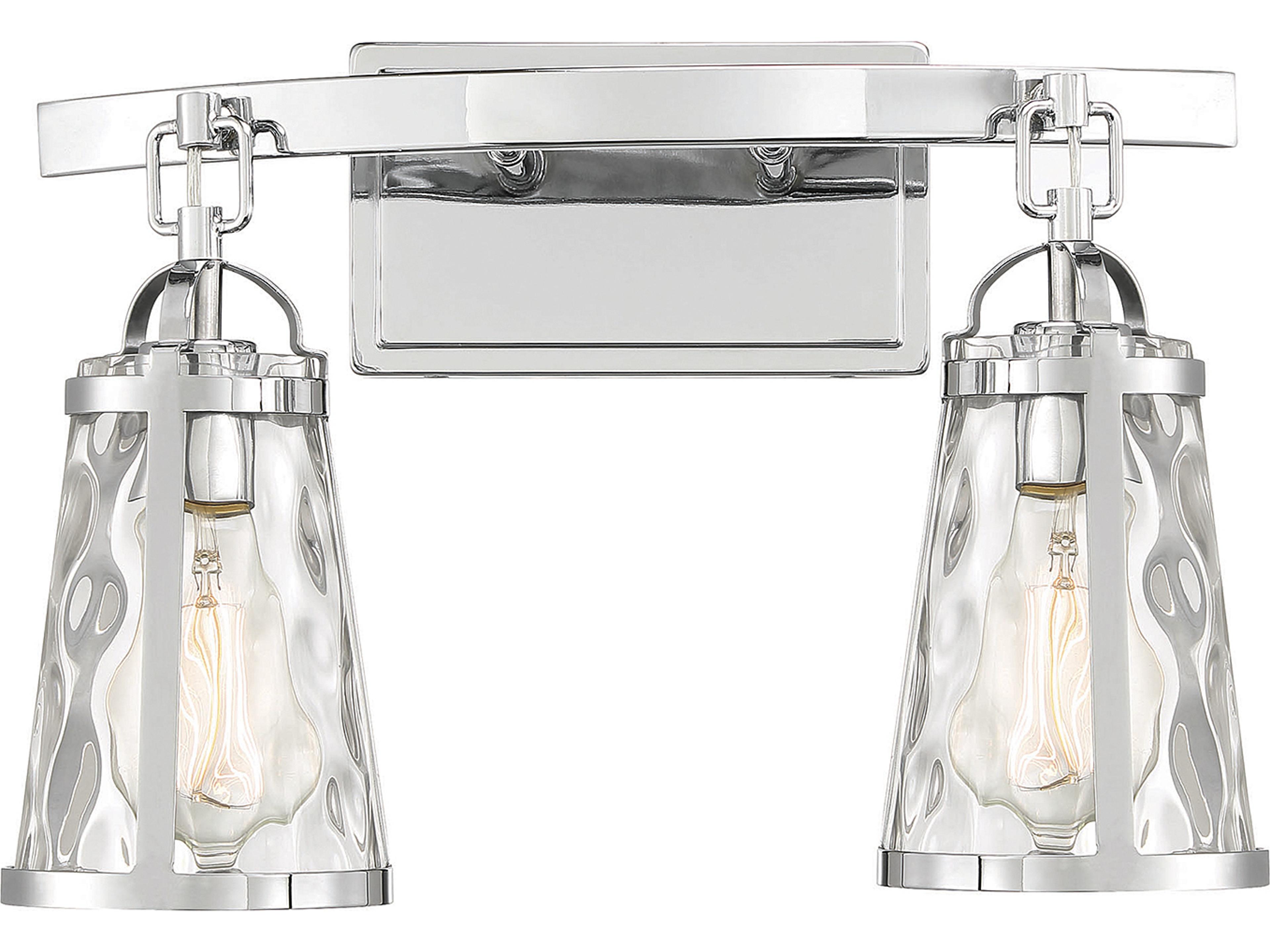 Savoy House Albany 2-Light Polished Chrome Glass Vanity Light