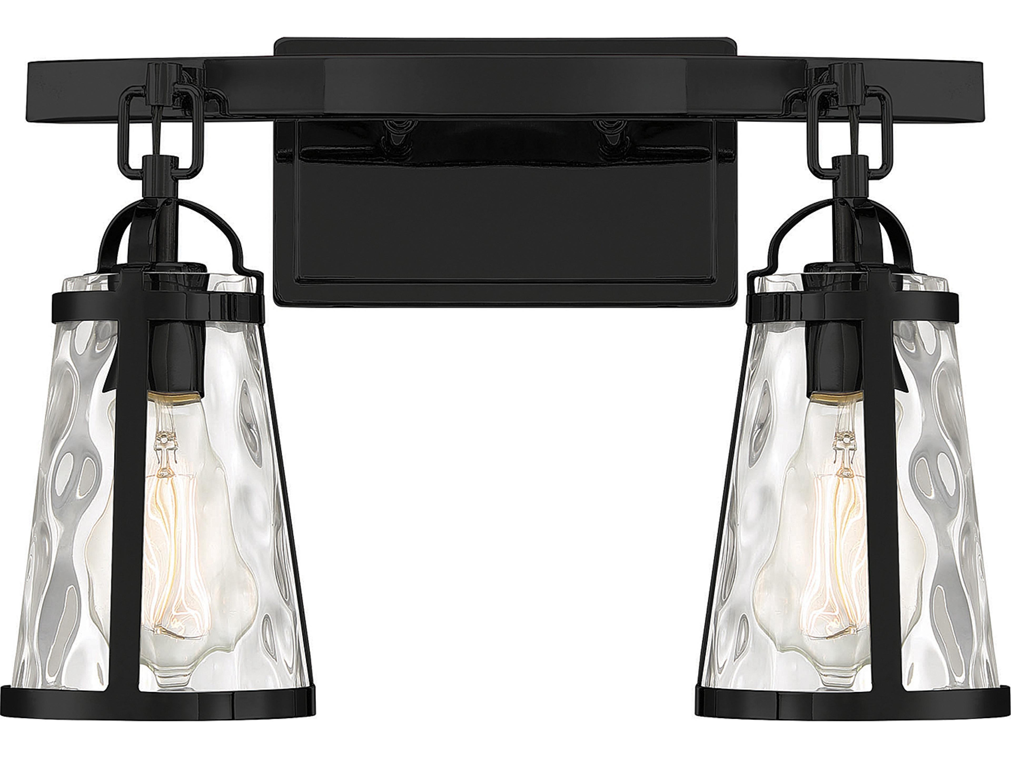 Savoy House Albany 2-Light Black Glass Vanity Light
