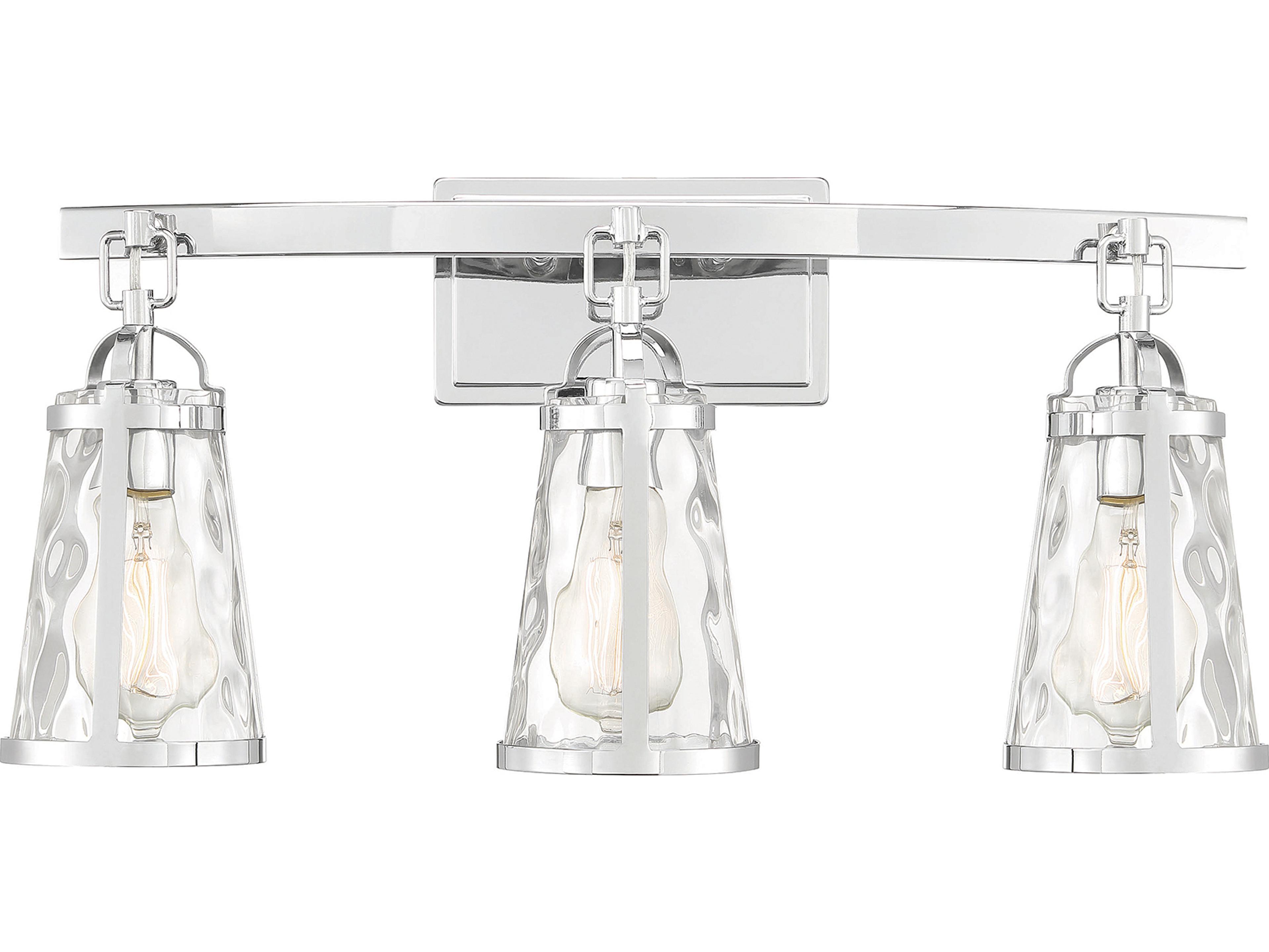 Savoy House Albany 3-Light Polished Chrome Glass Vanity Light