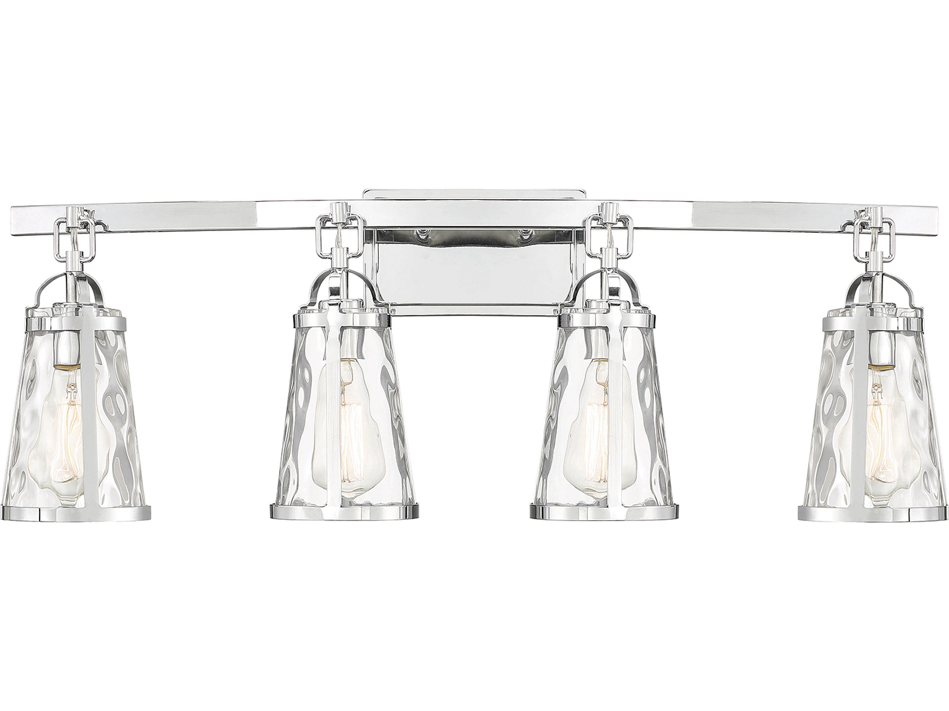 Savoy House Albany 4-Light Polished Chrome Glass Vanity Light