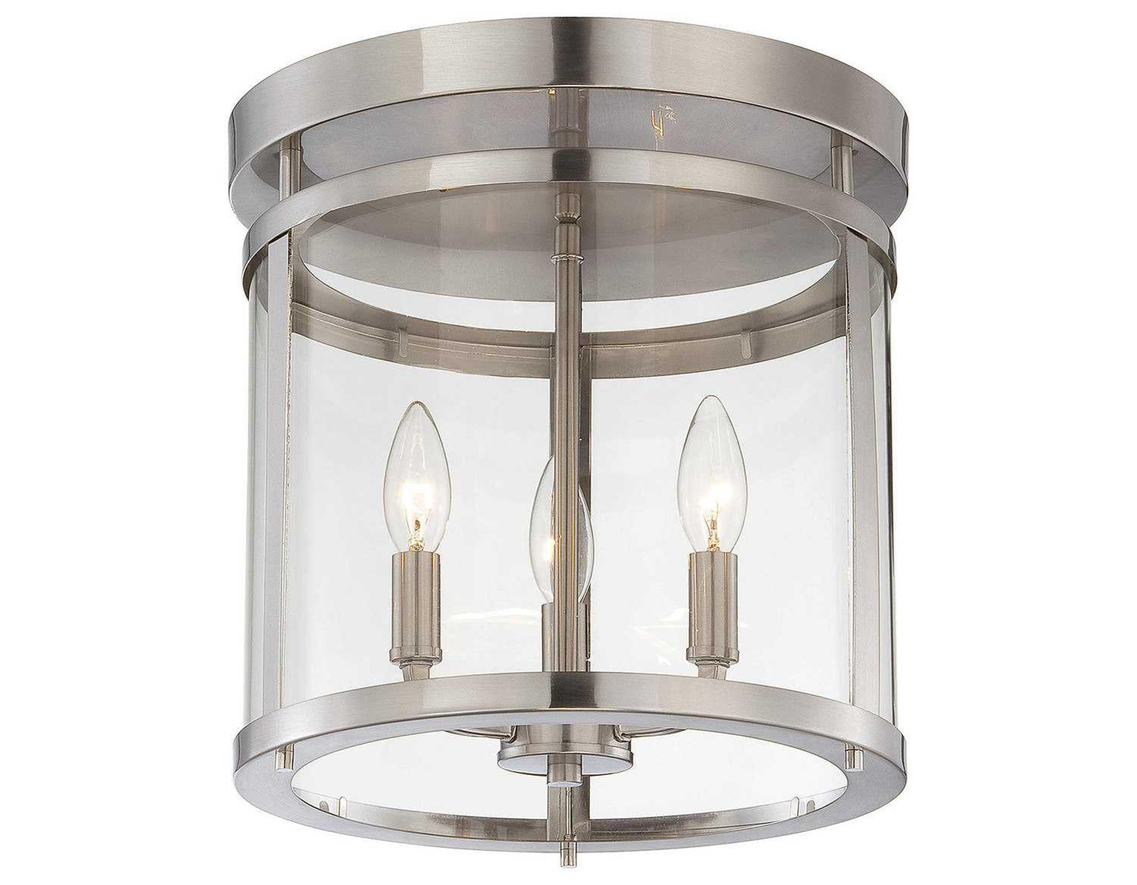 Savoy House Penrose 3-Light Satin Nickel Glass Semi Flush Mount