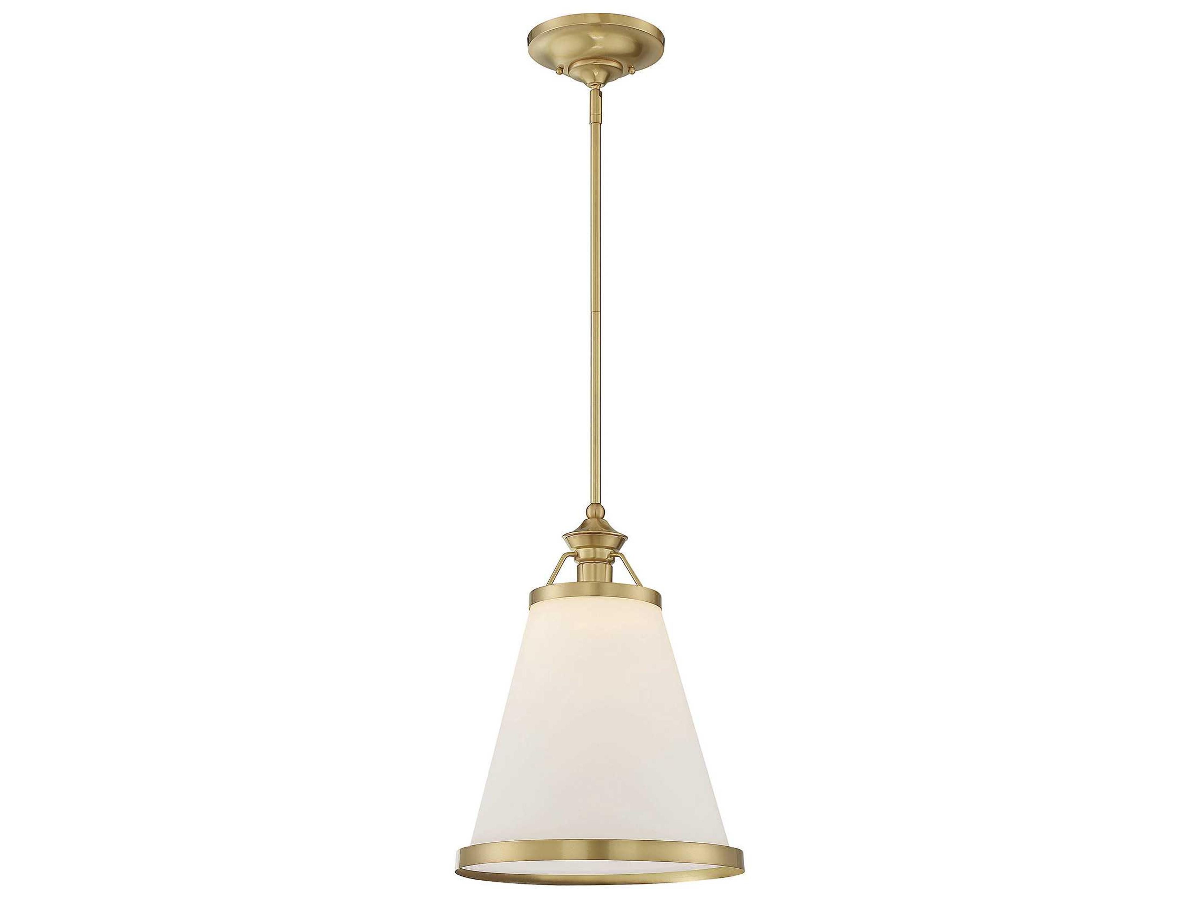 Savoy House Ashmont 1-Light Warm Brass Lustre Glass Pendant