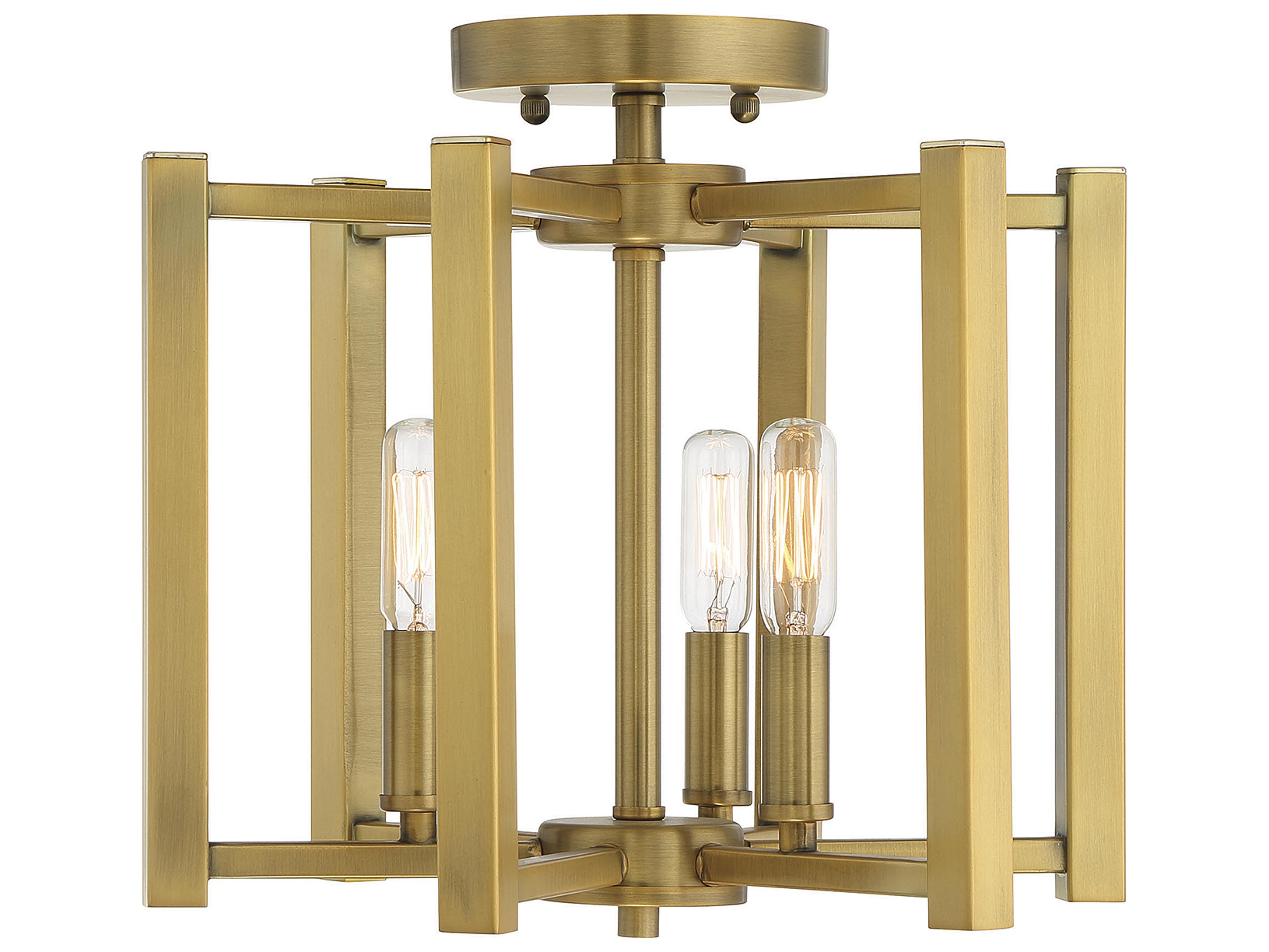 Savoy House Benson 3-Light Warm Brass Semi Flush Mount