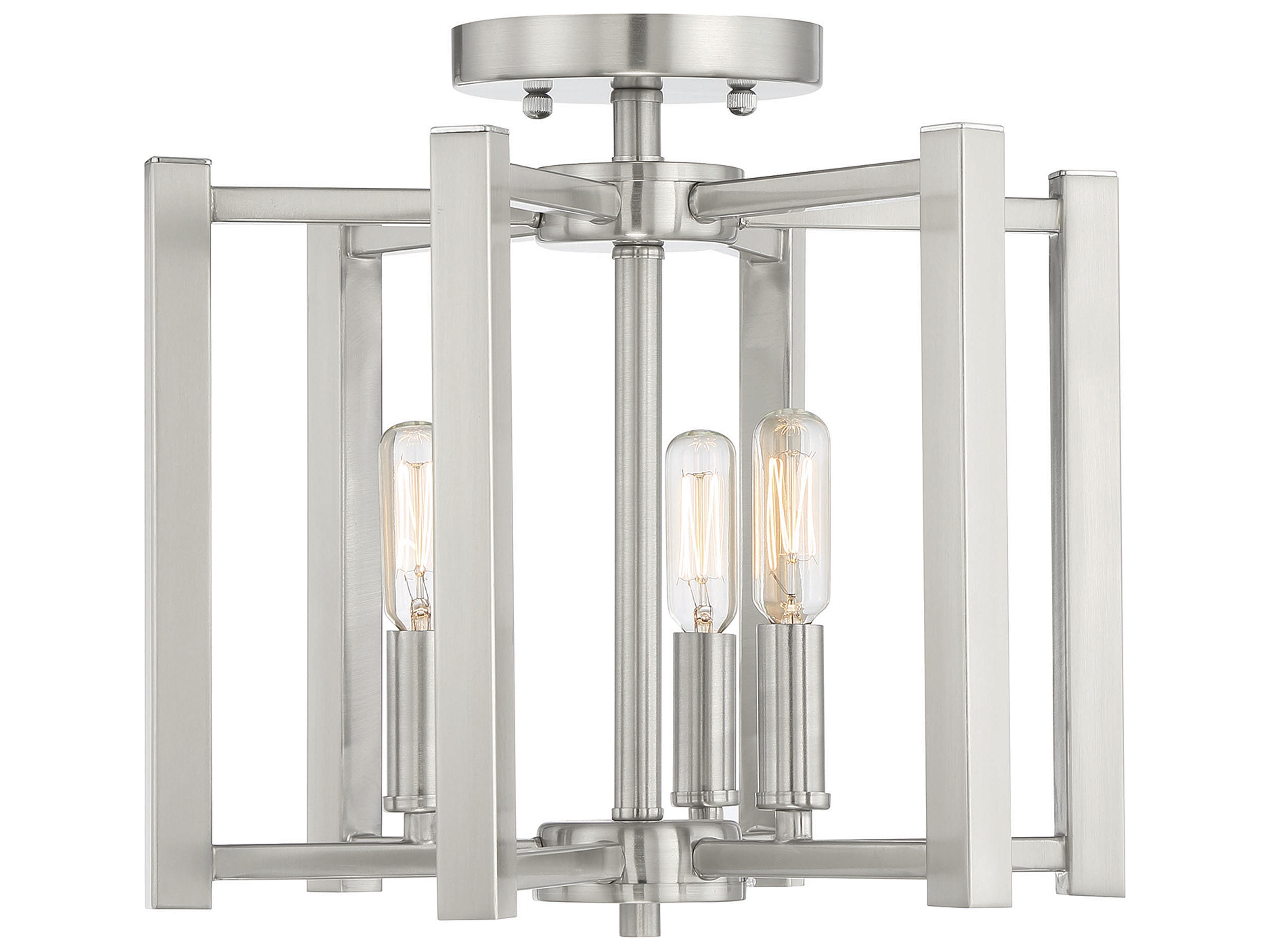 Savoy House Benson 3-Light Satin Nickel Semi Flush Mount