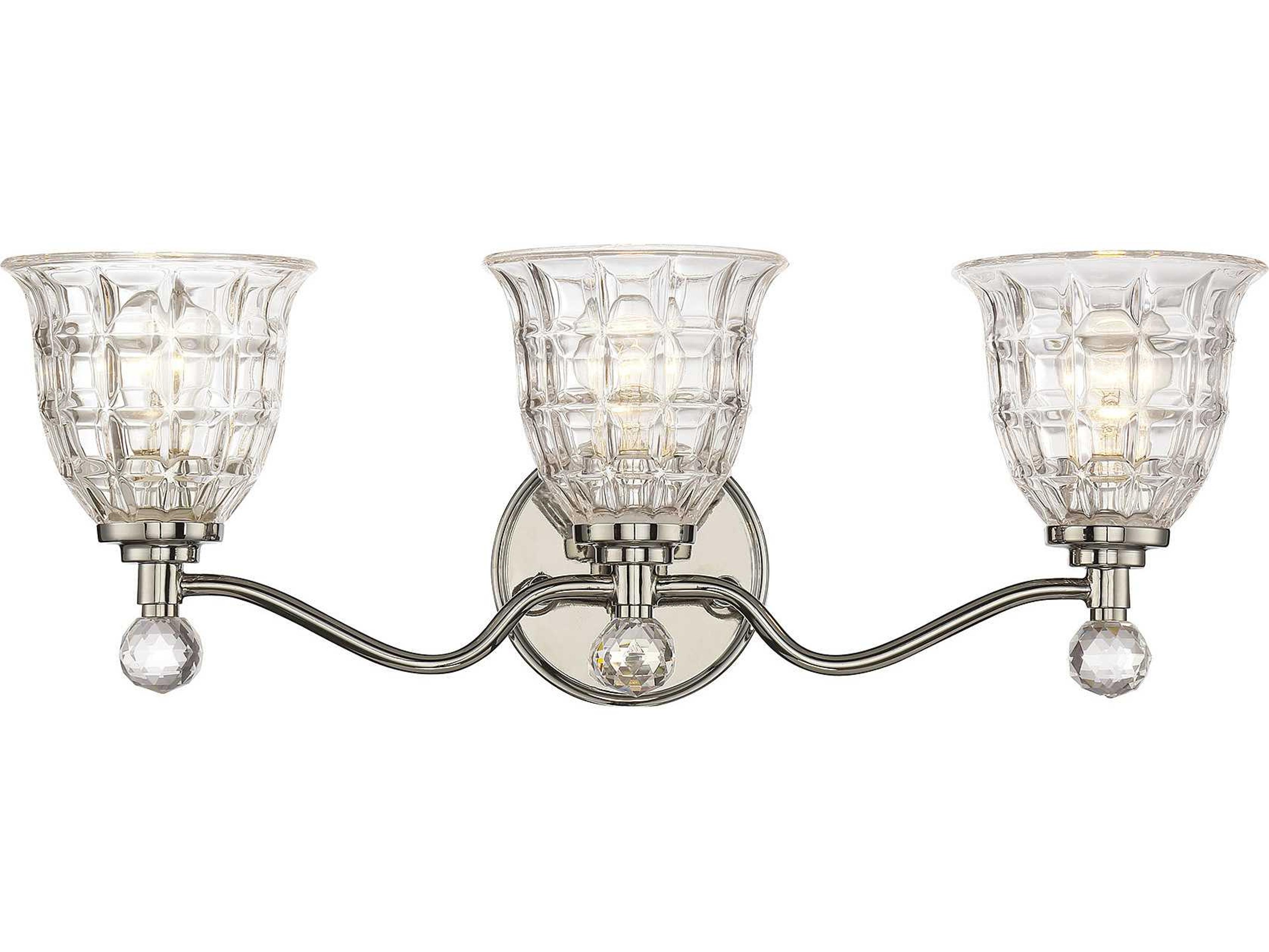 Savoy House Birone 3-Light Polished Nickel Chrome Glass Vanity Light