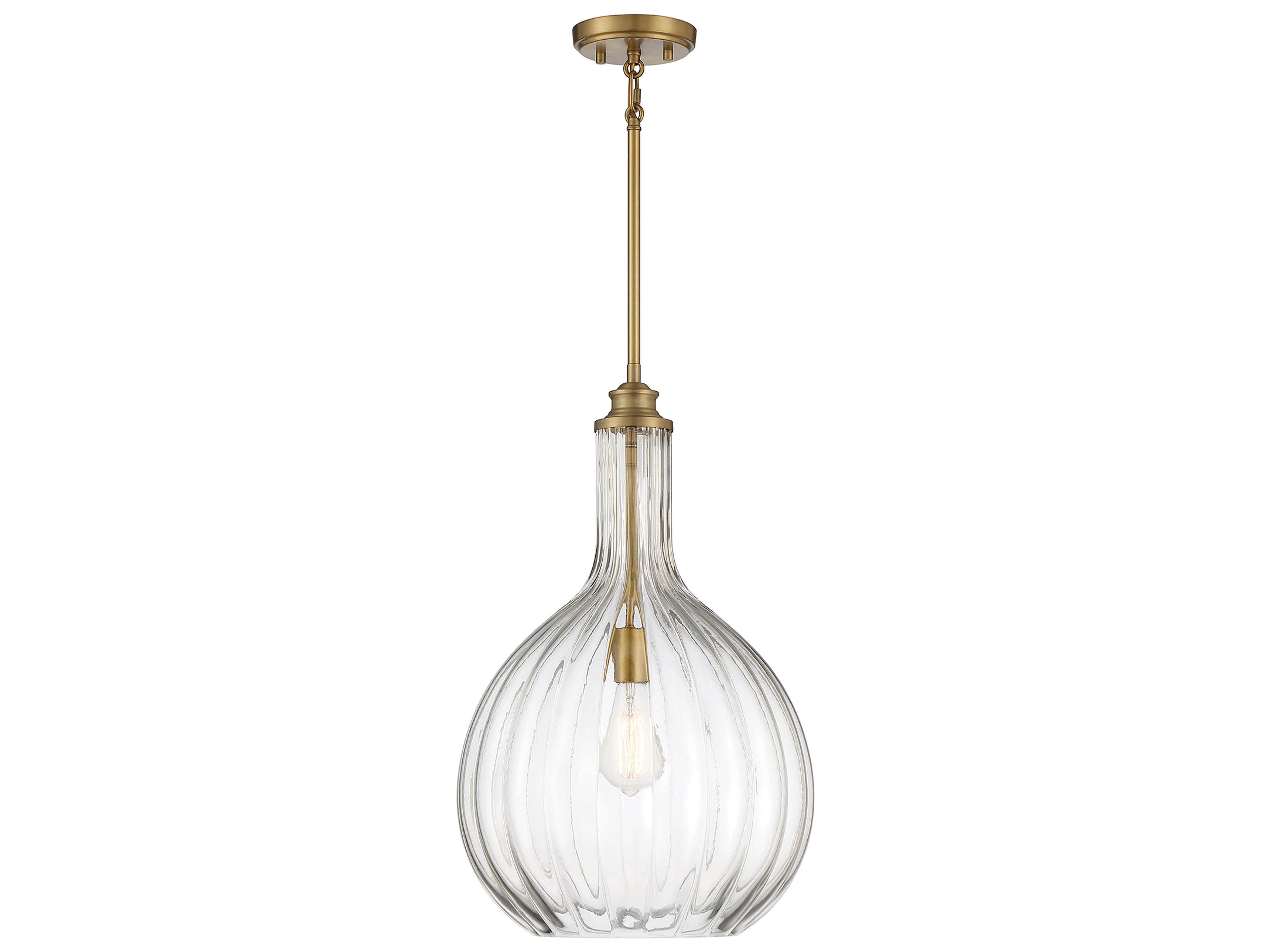 Savoy House Brandon 1-Light Warm Brass Glass Pendant