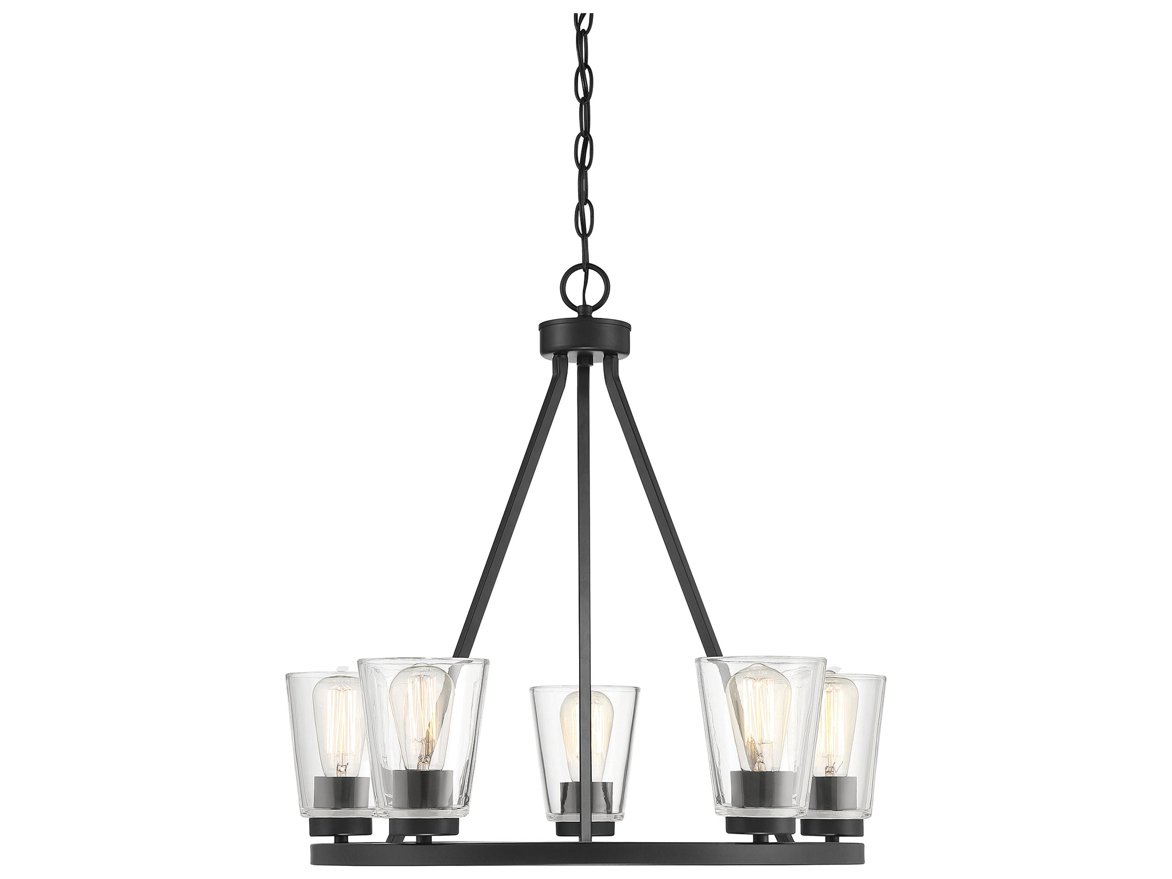 Savoy House Calhoun 5-Light Matte Black Glass Bell Chandelier