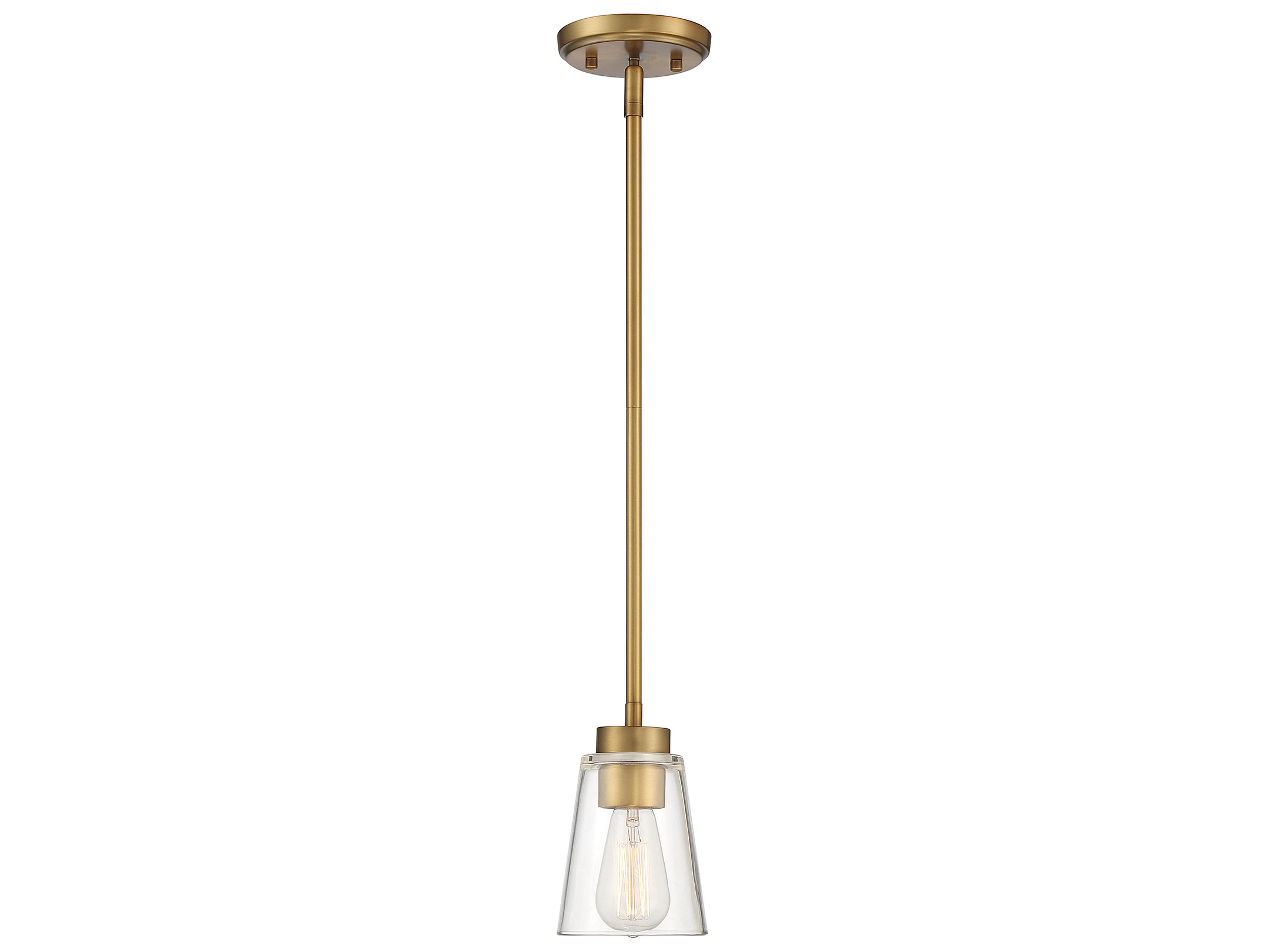 Savoy House Calhoun 1-Light Warm Brass Glass Bell Mini Pendant