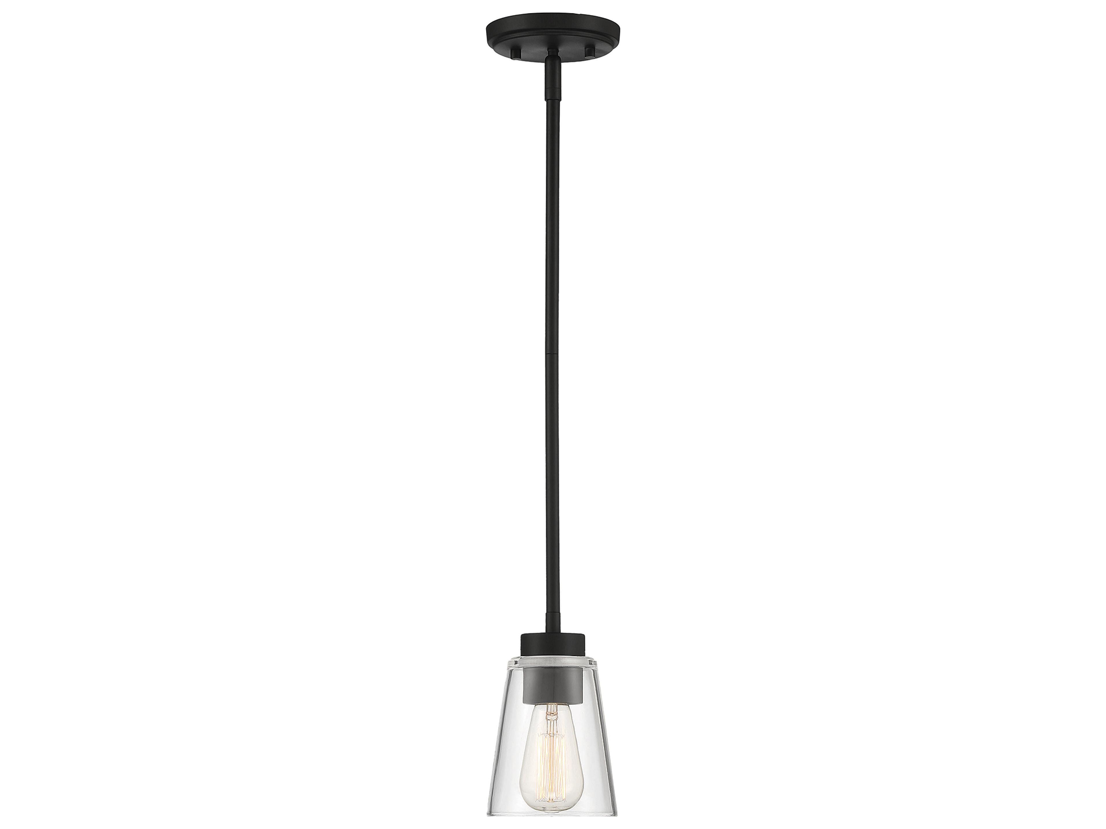 Savoy House Calhoun 1-Light Matte Black Glass Bell Mini Pendant
