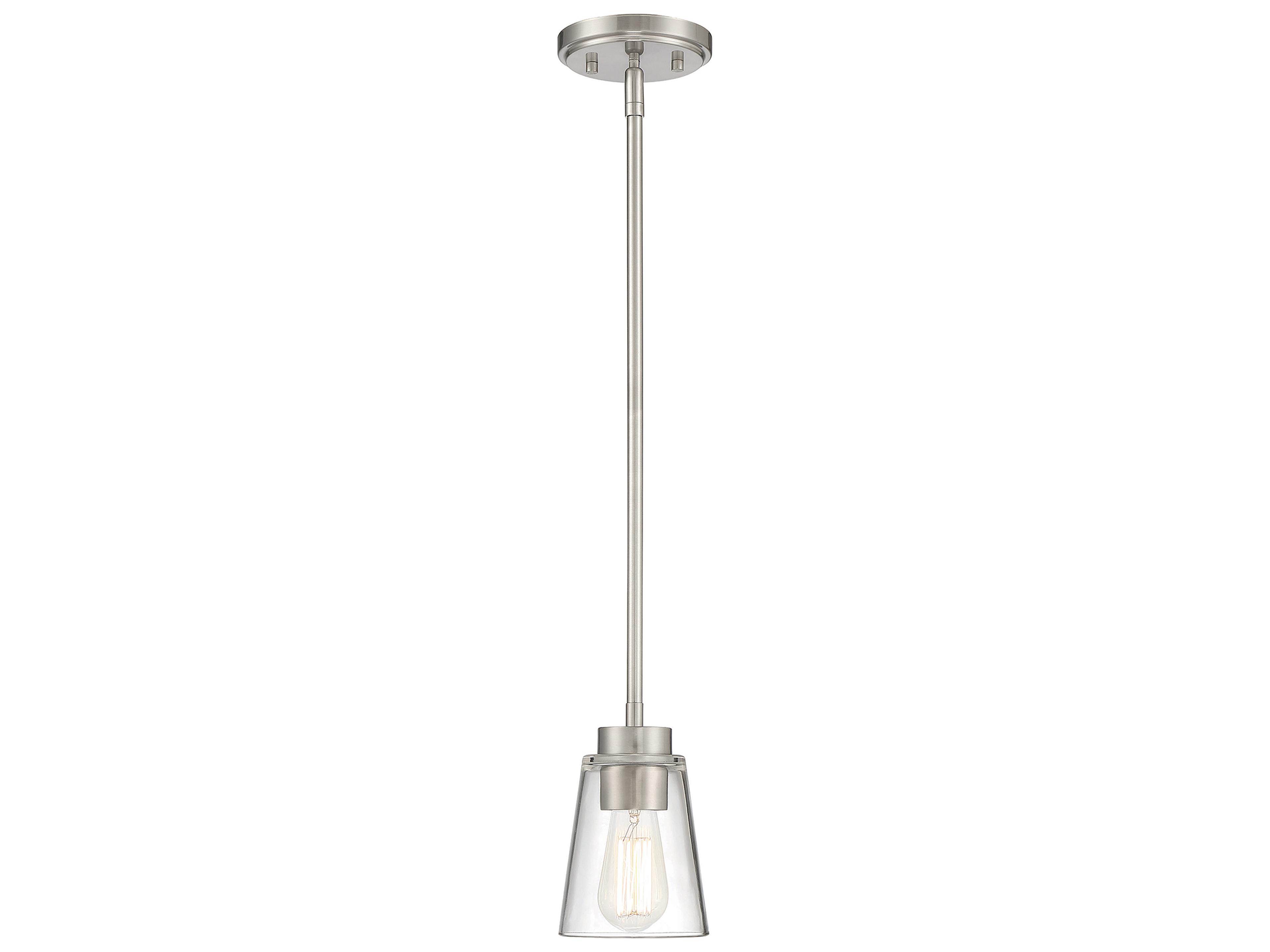 Savoy House Calhoun 1-Light Satin Nickel Glass Bell Mini Pendant