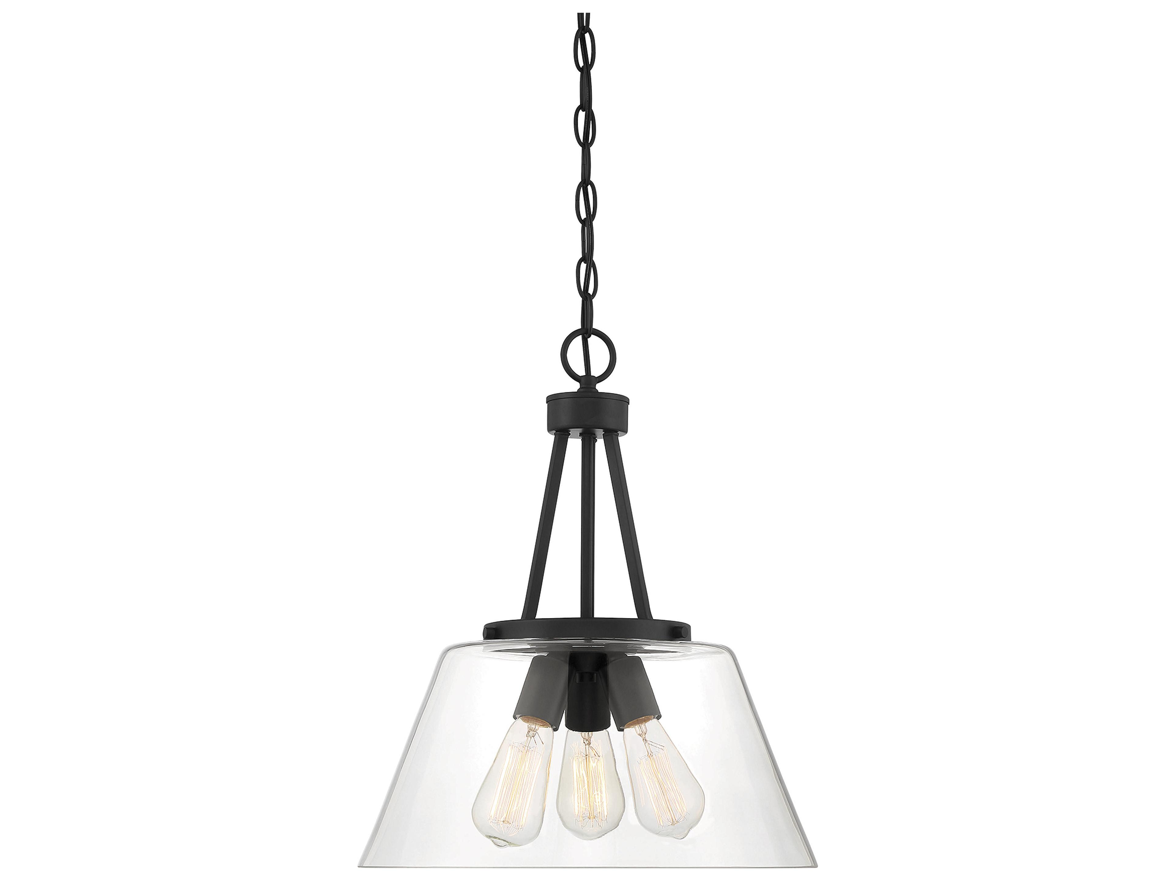 Savoy House Calhoun 3-Light Matte Black Glass Pendant