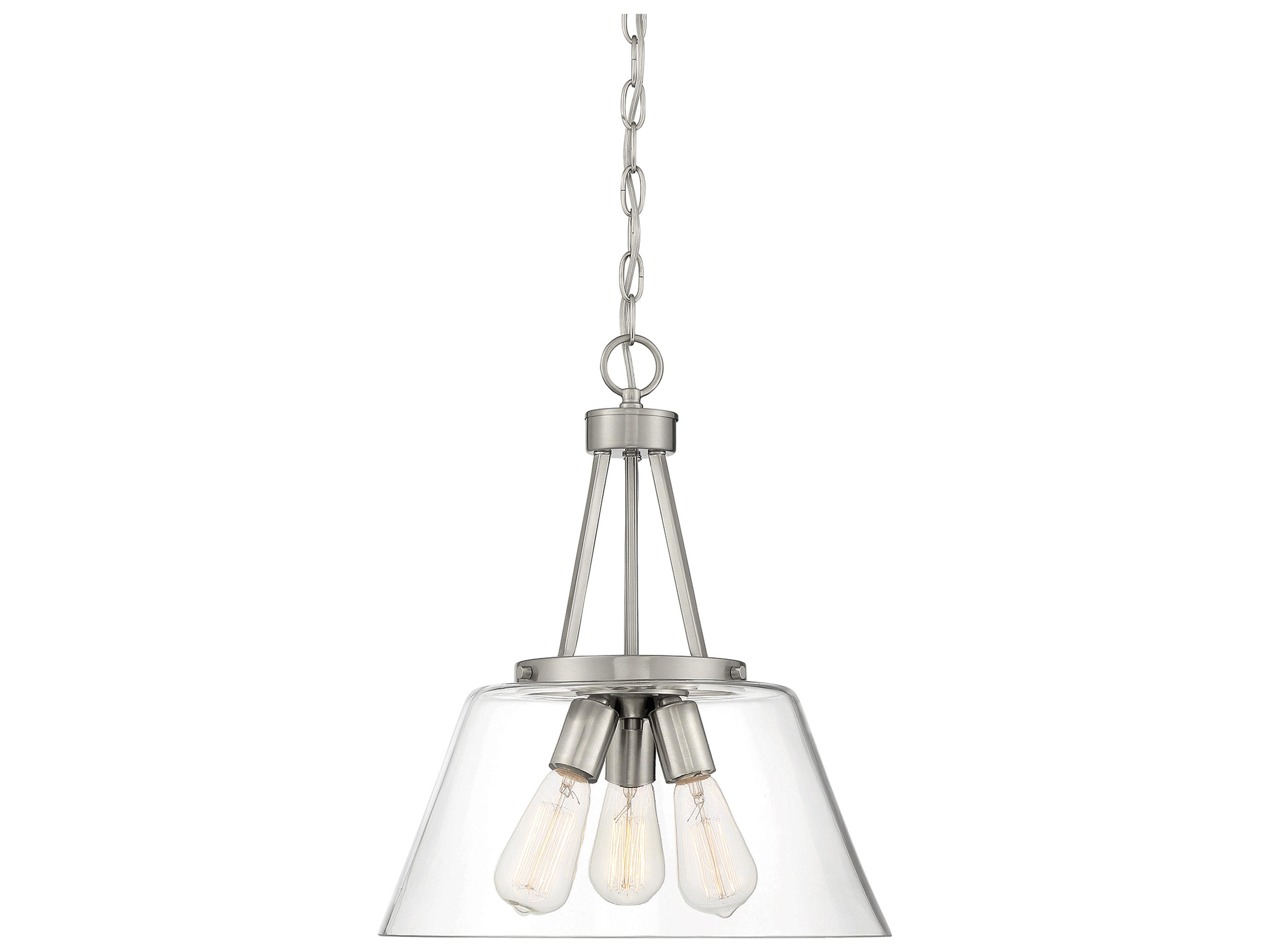 Savoy House Calhoun 3-Light Satin Nickel Glass Pendant