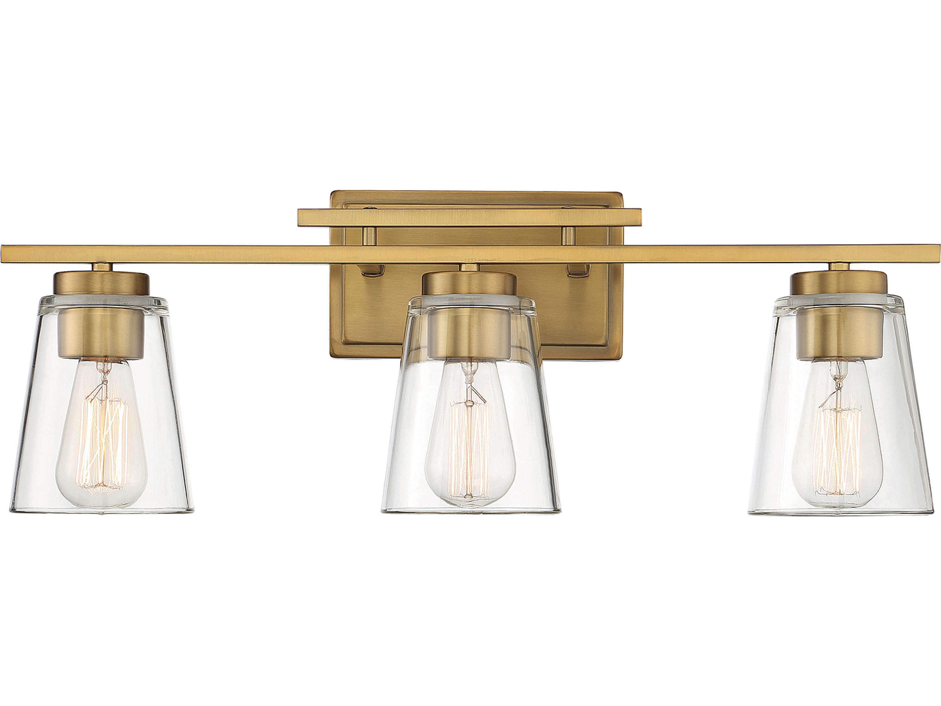 Savoy House Calhoun 3-Light Warm Brass Glass Vanity Light