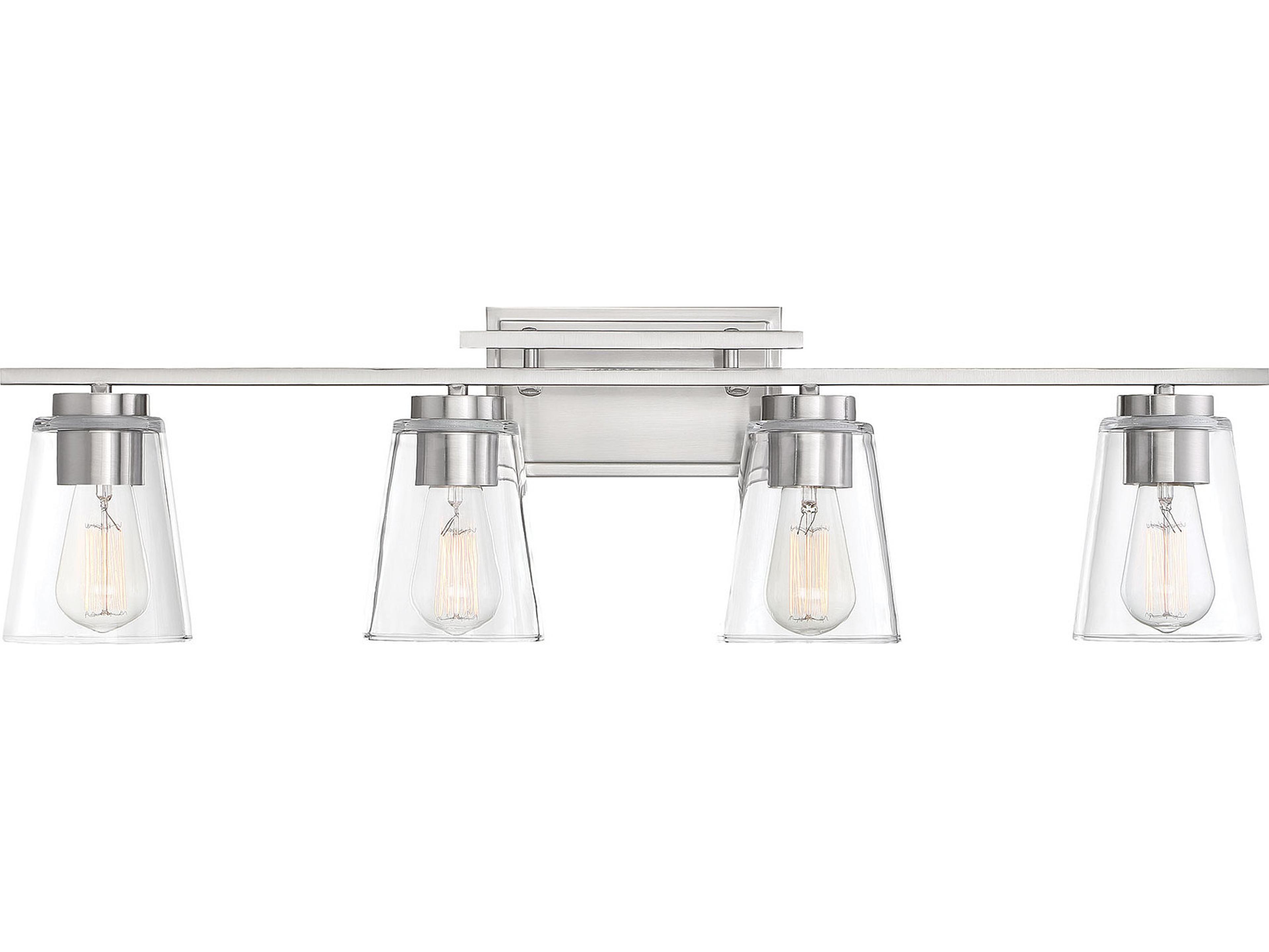 Savoy House Calhoun 4-Light Satin Nickel Glass Vanity Light