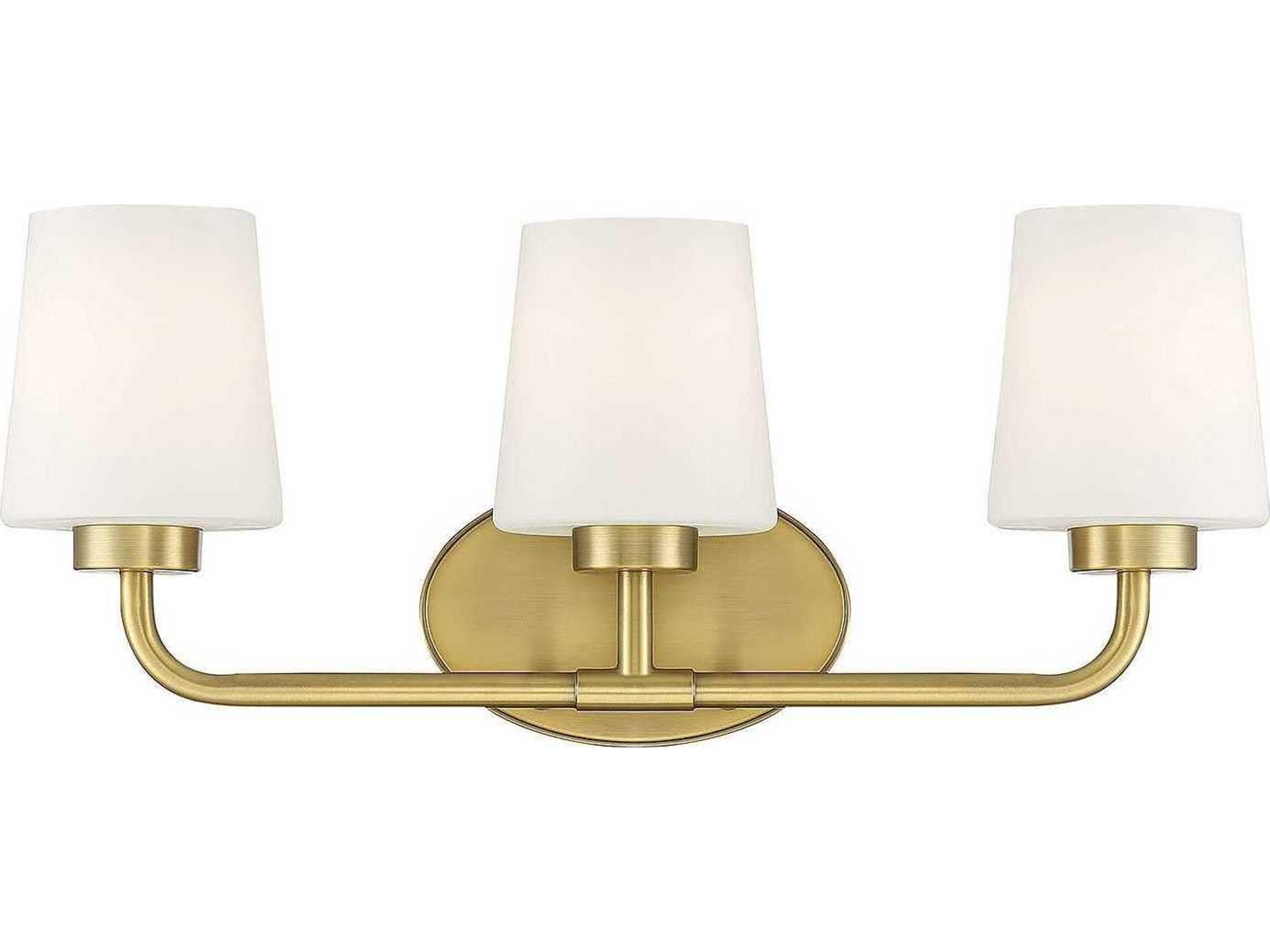 Savoy House Capra 3-Light Warm Brass Glass Vanity Light