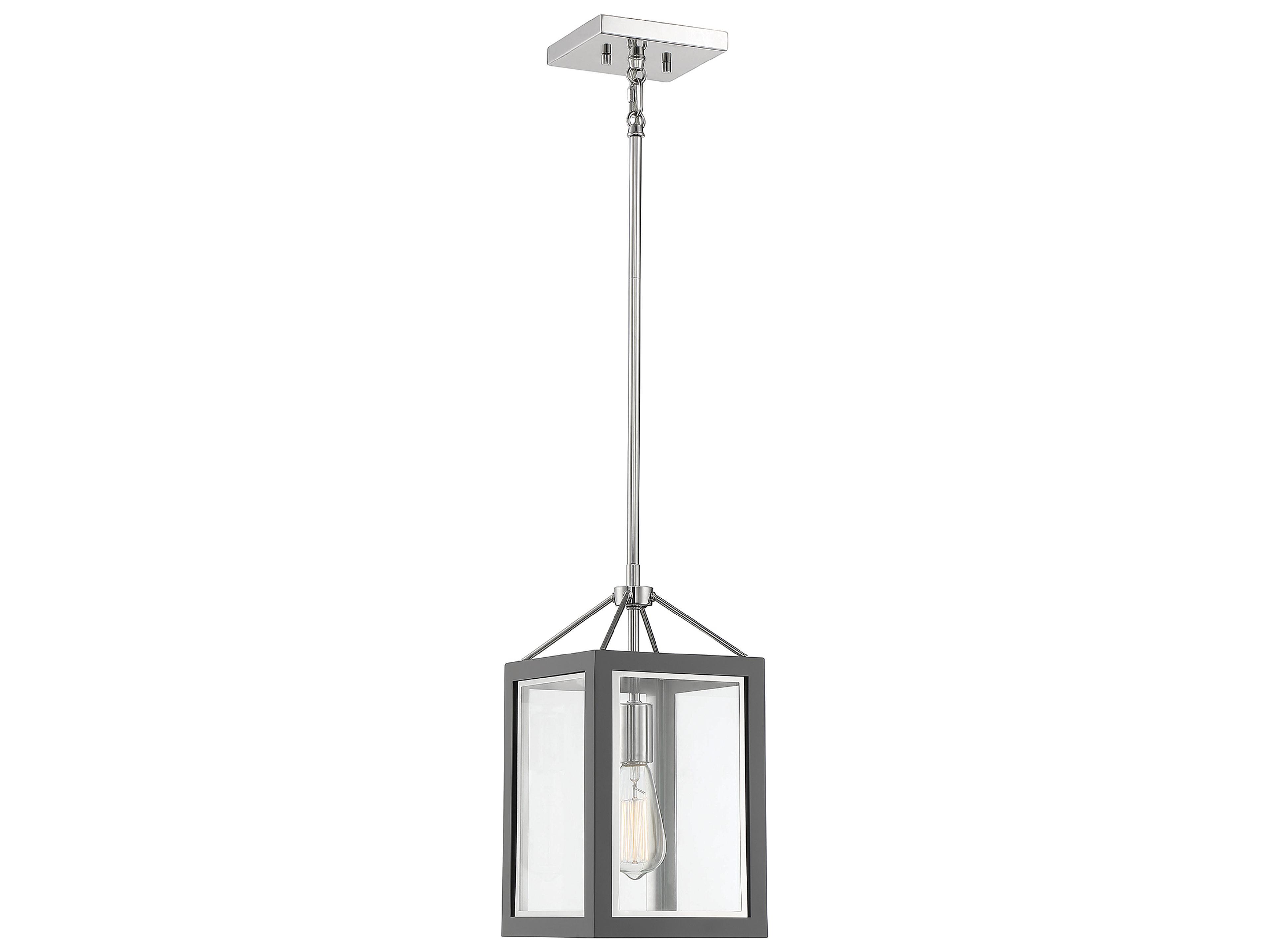 Savoy House Carlton 1-Light Gray Polished Nickel Glass Mini Pendant