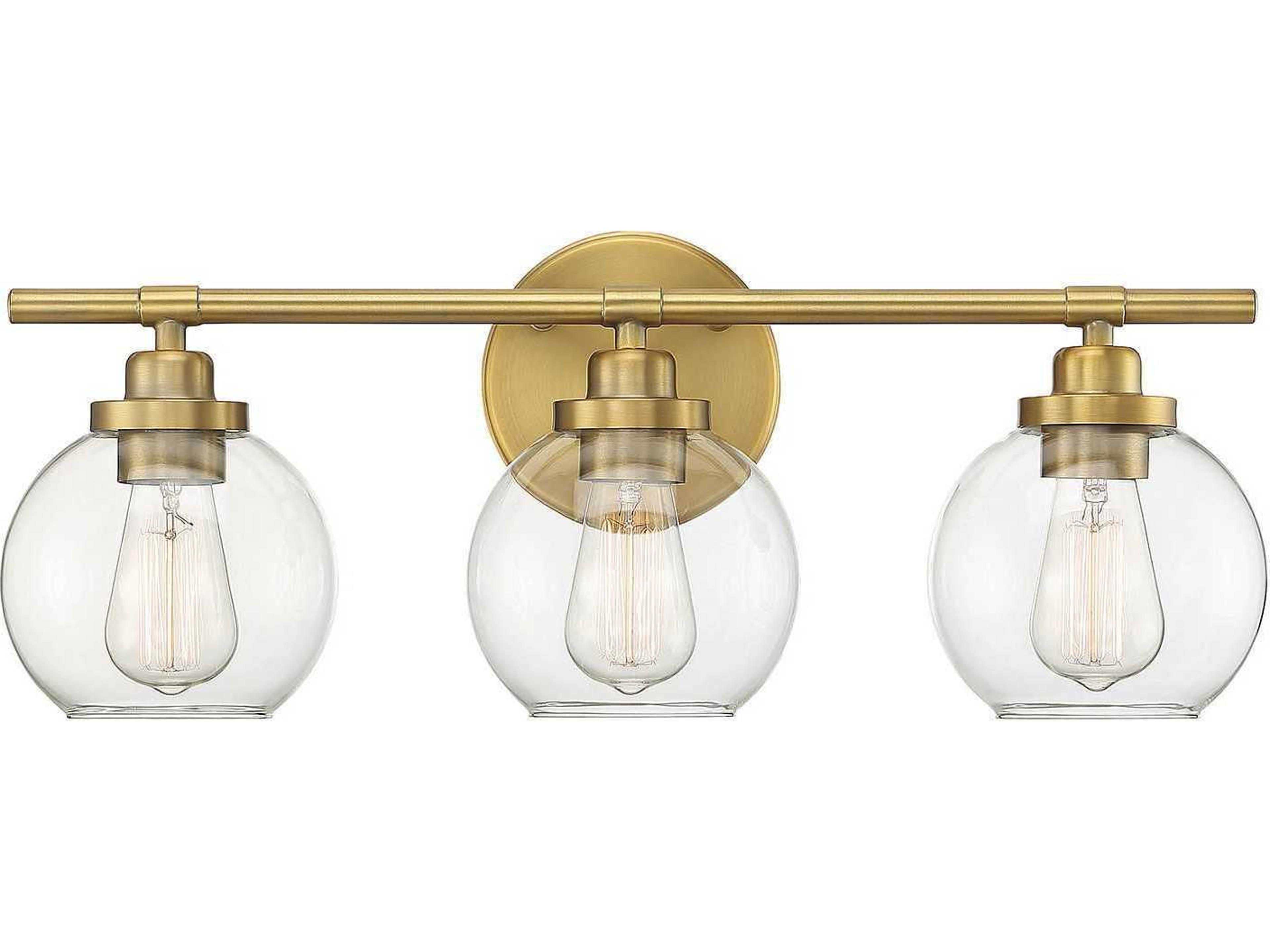 Savoy House Carson 3-Light Warm Brass Glass Vanity Light