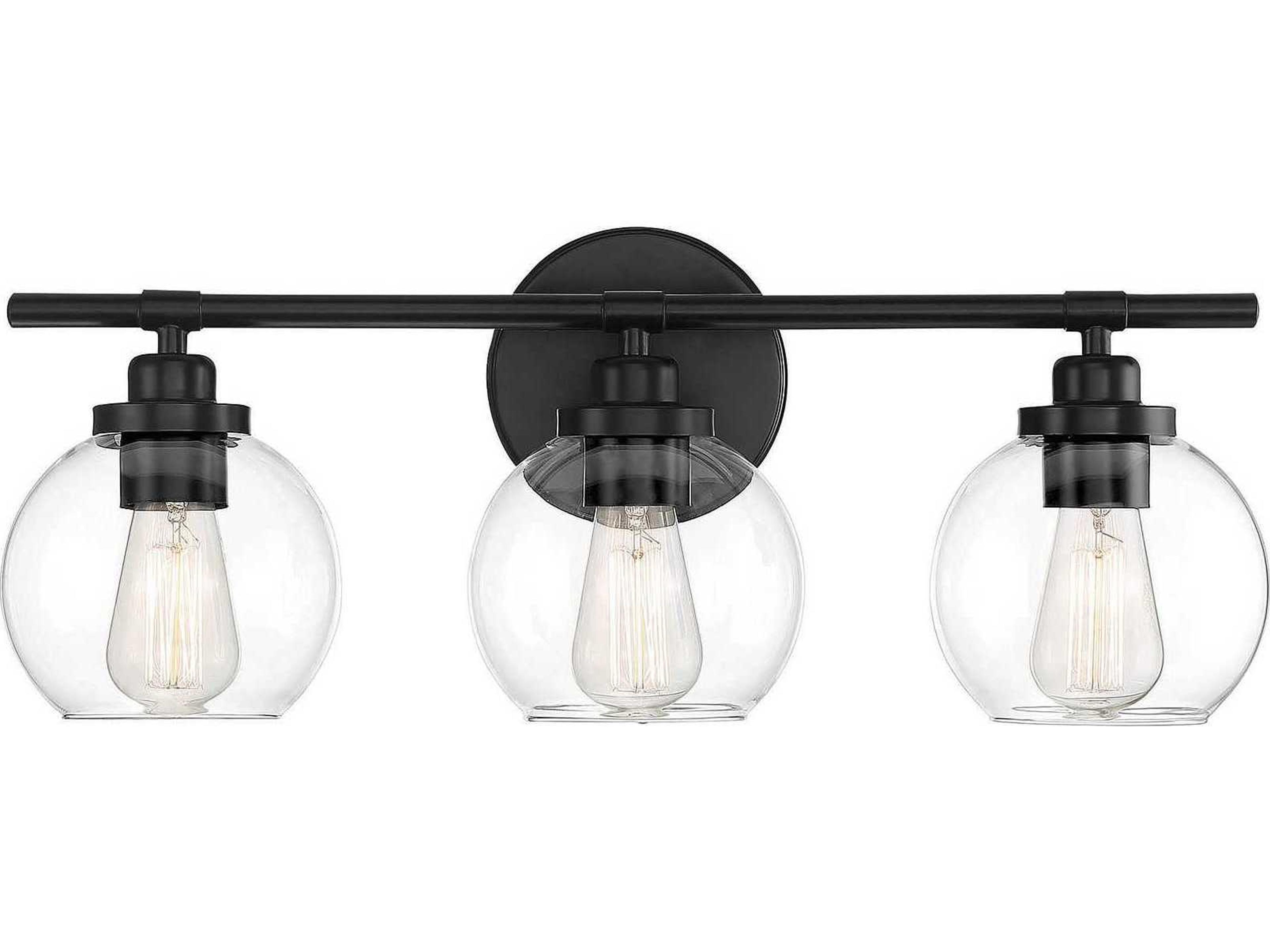 Savoy House Carson 3-Light Matte Black Glass Vanity Light