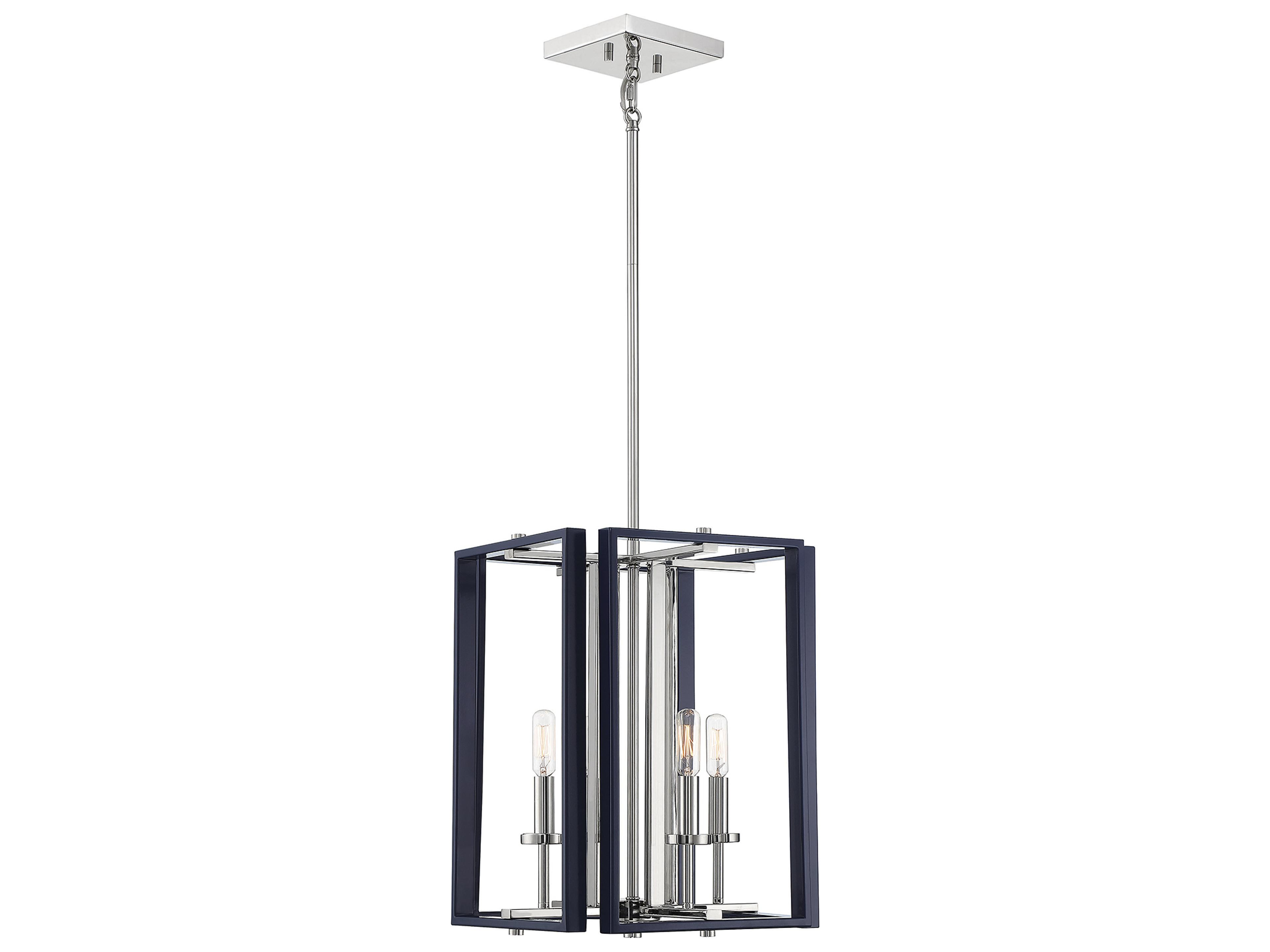Savoy House Champlin 4-Light Navy Polished Nickel Blue Glass Chandelier