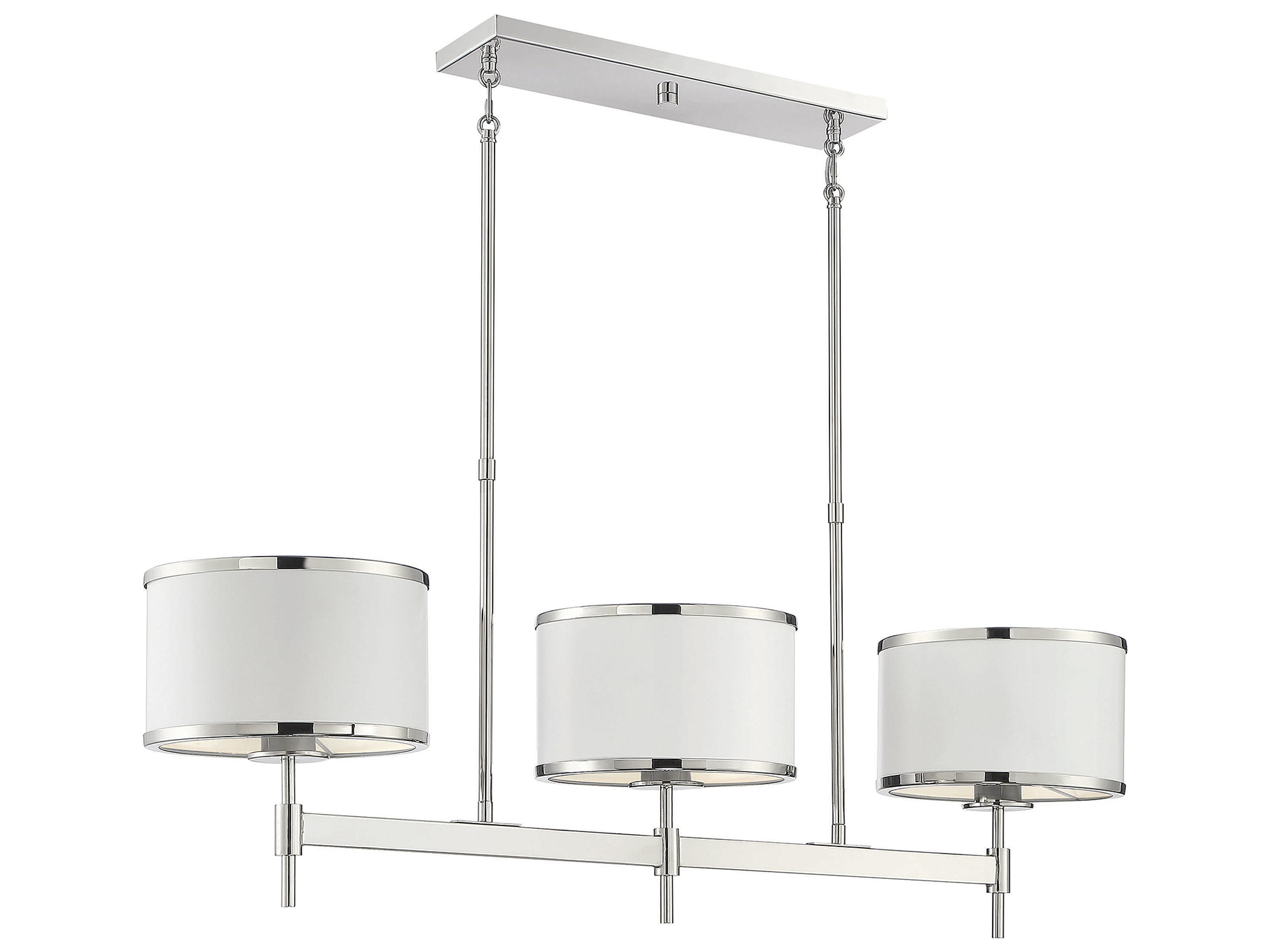 Savoy House Delphi 3-Light White Polished Nickel Drum Linear Island Pendant